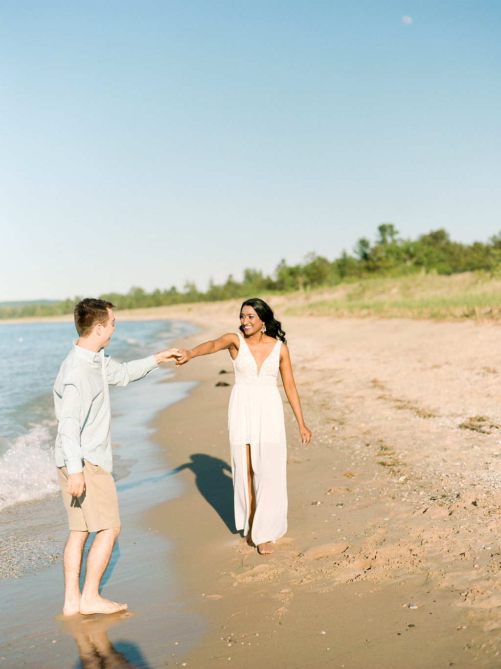 A Northern Michigan Sunset Beach Engagement Photos -- Michigan Wedding Photographer - Wedding Inspiration