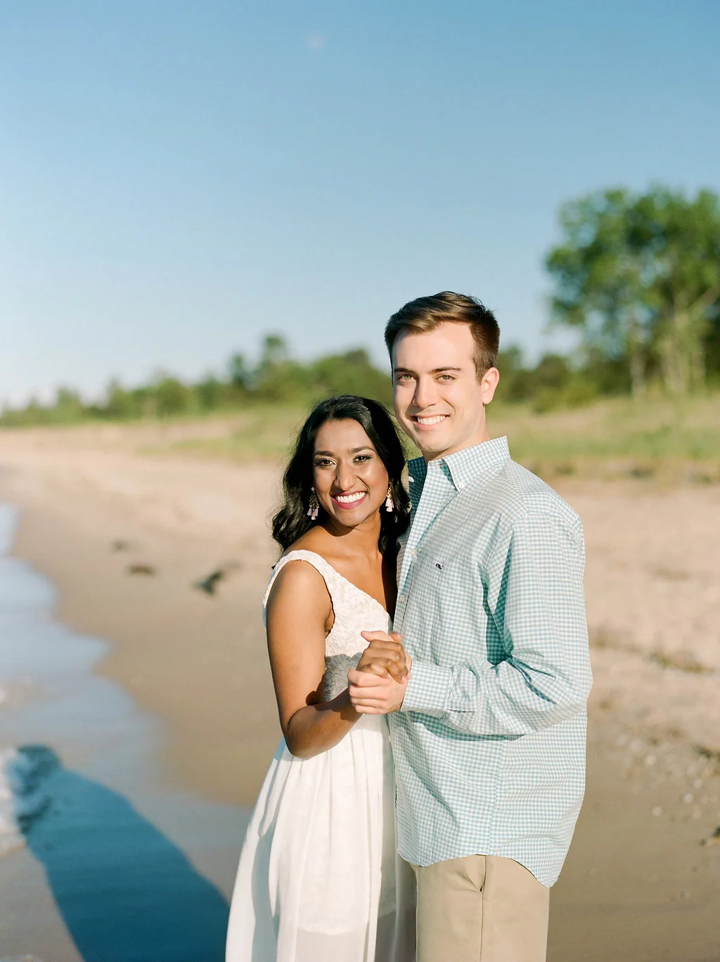 A Northern Michigan Sunset Beach Engagement Photos -- Michigan Wedding Photographer - Wedding Inspiration