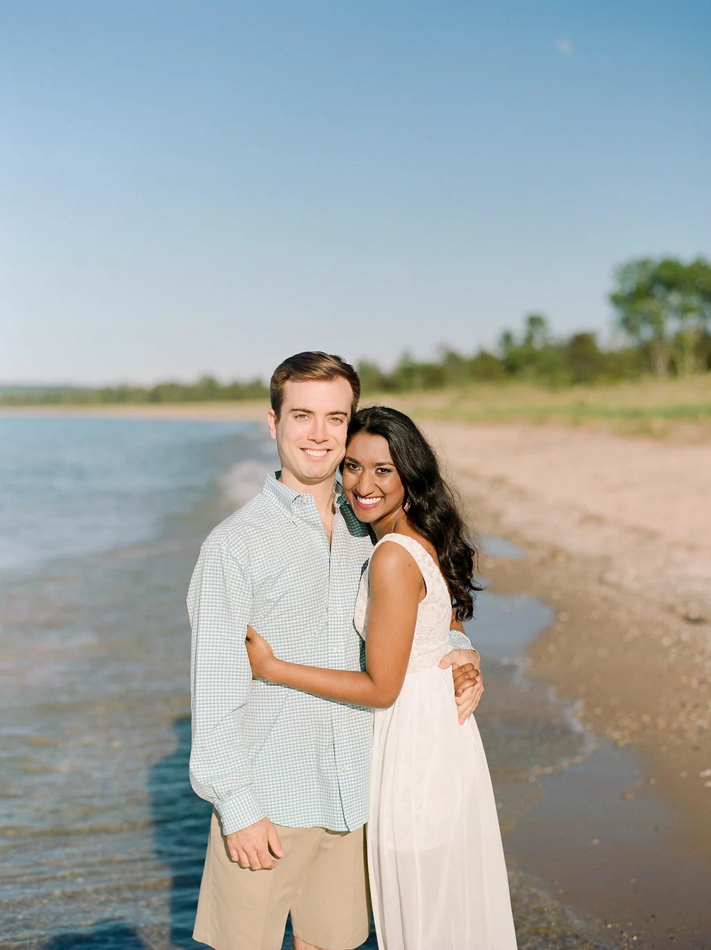 A Northern Michigan Sunset Beach Engagement Photos -- Michigan Wedding Photographer - Wedding Inspiration