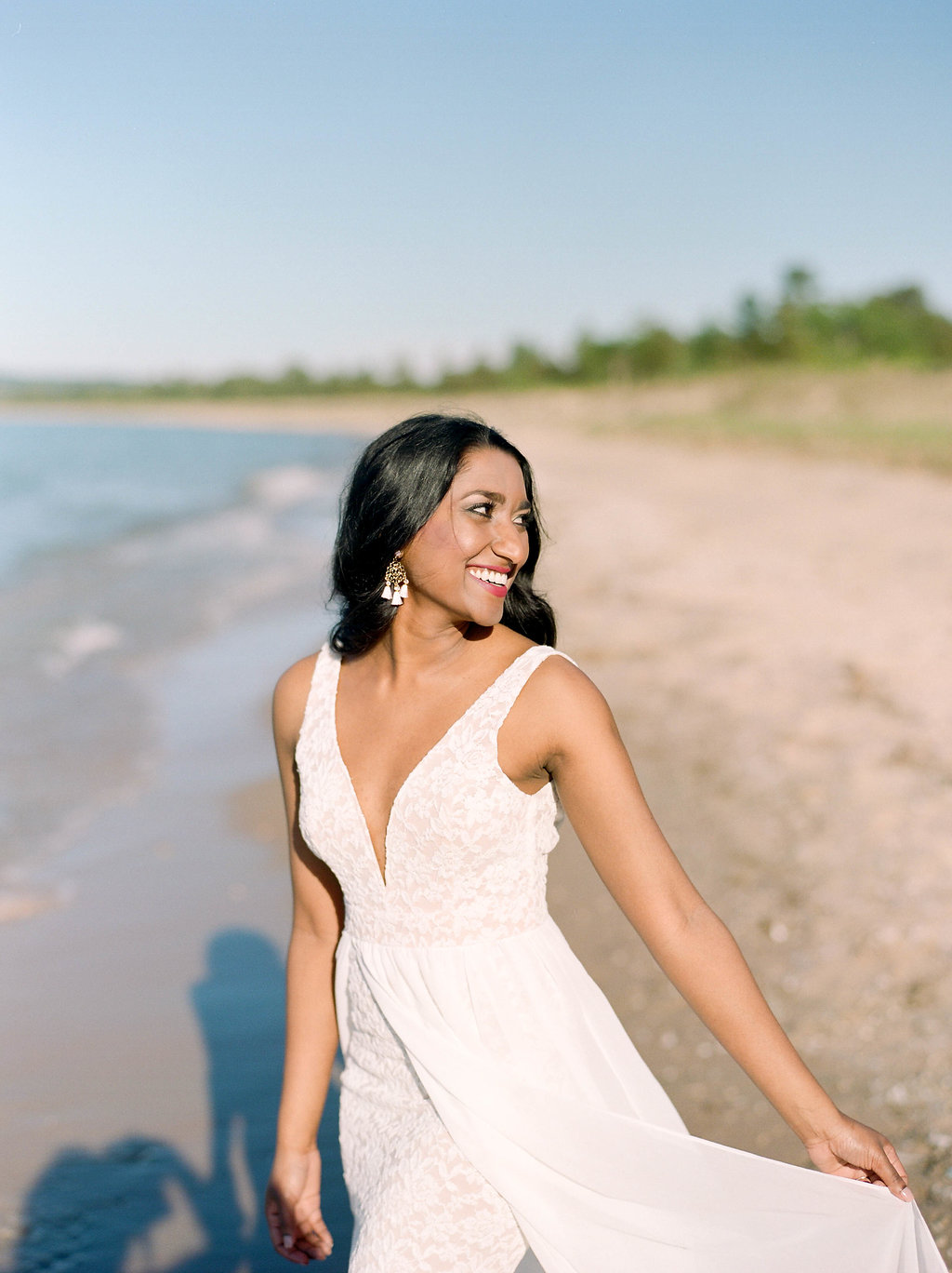 A Northern Michigan Sunset Beach Engagement Photos -- Michigan Wedding Photographer - Wedding Inspiration