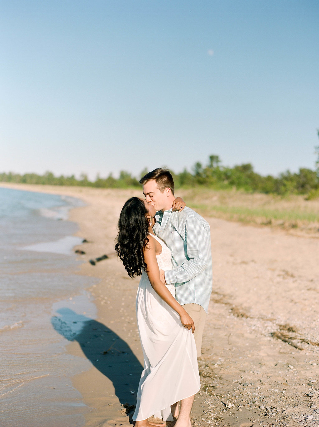 A Northern Michigan Sunset Beach Engagement Photos -- Michigan Wedding Photographer - Wedding Inspiration