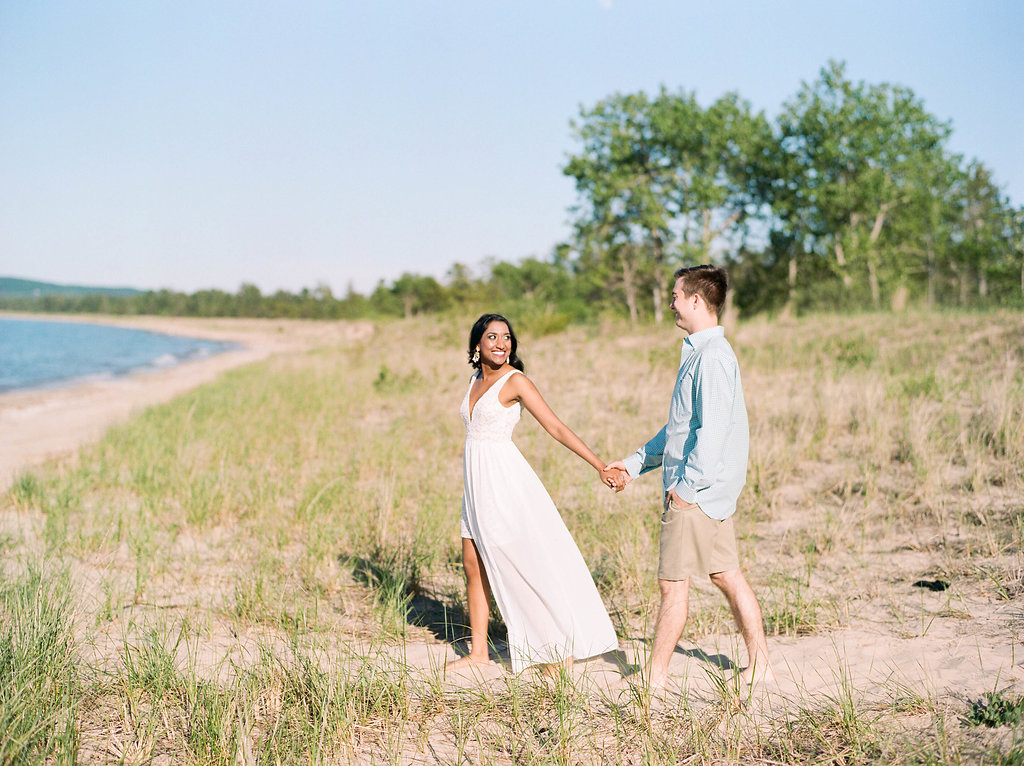 A Northern Michigan Sunset Beach Engagement Photos -- Michigan Wedding Photographer - Wedding Inspiration