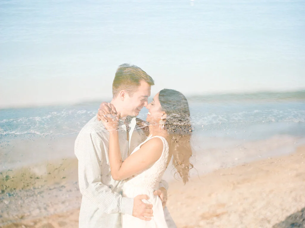 A Northern Michigan Sunset Beach Engagement Photos -- Michigan Wedding Photographer - Wedding Inspiration