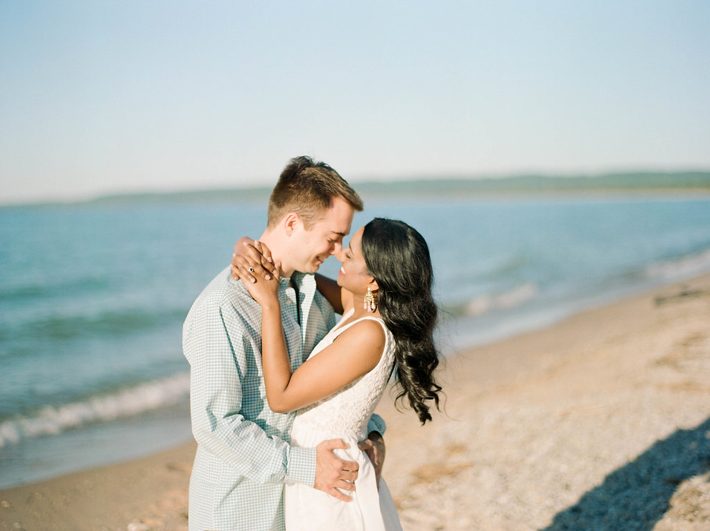 A Northern Michigan Sunset Beach Engagement Photos -- Michigan Wedding Photographer - Wedding Inspiration
