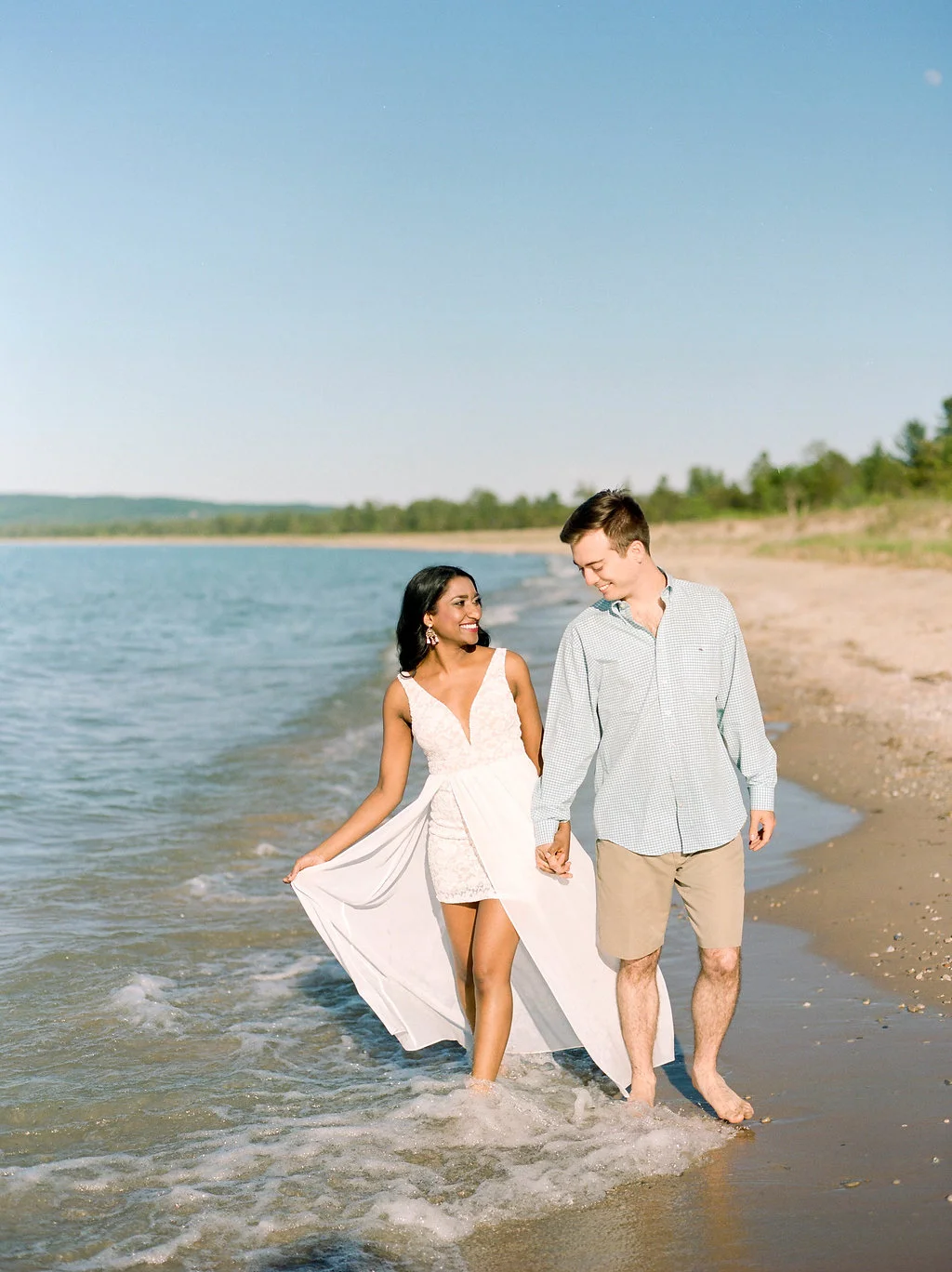 A Northern Michigan Sunset Beach Engagement Photos -- Michigan Wedding Photographer - Wedding Inspiration