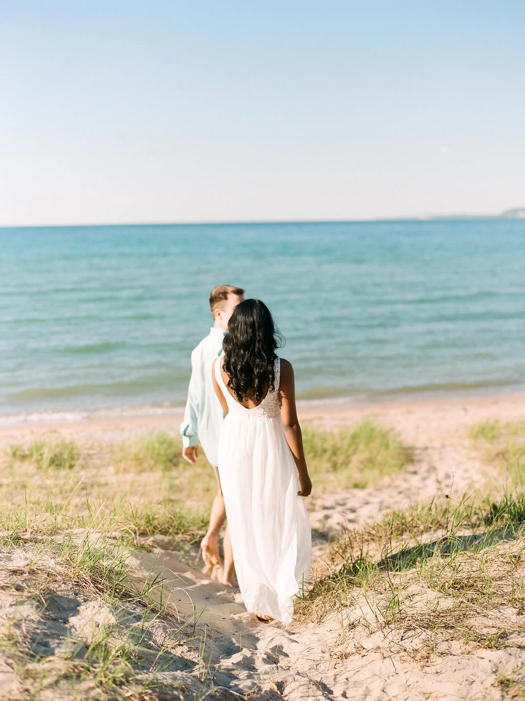 A Northern Michigan Sunset Beach Engagement Photos -- Michigan Wedding Photographer - Wedding Inspiration