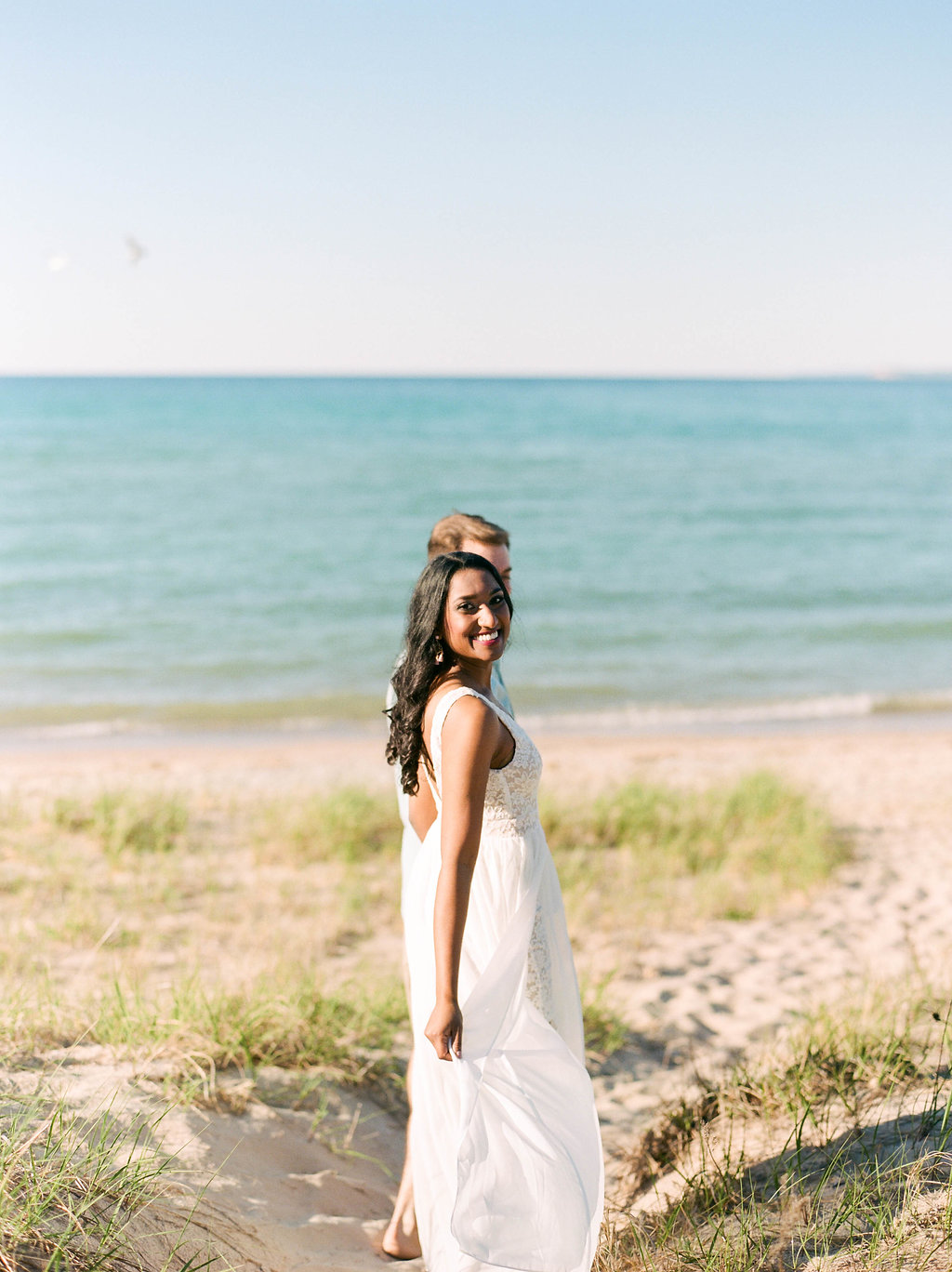 A Northern Michigan Sunset Beach Engagement Photos -- Michigan Wedding Photographer - Wedding Inspiration