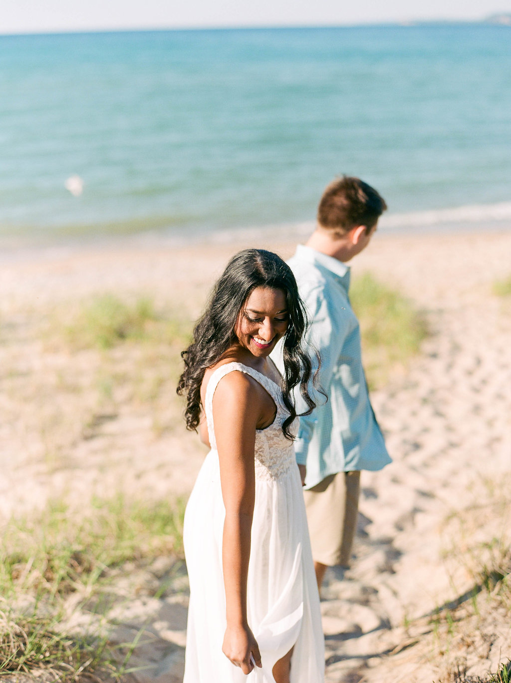 A Northern Michigan Sunset Beach Engagement Photos -- Michigan Wedding Photographer - Wedding Inspiration