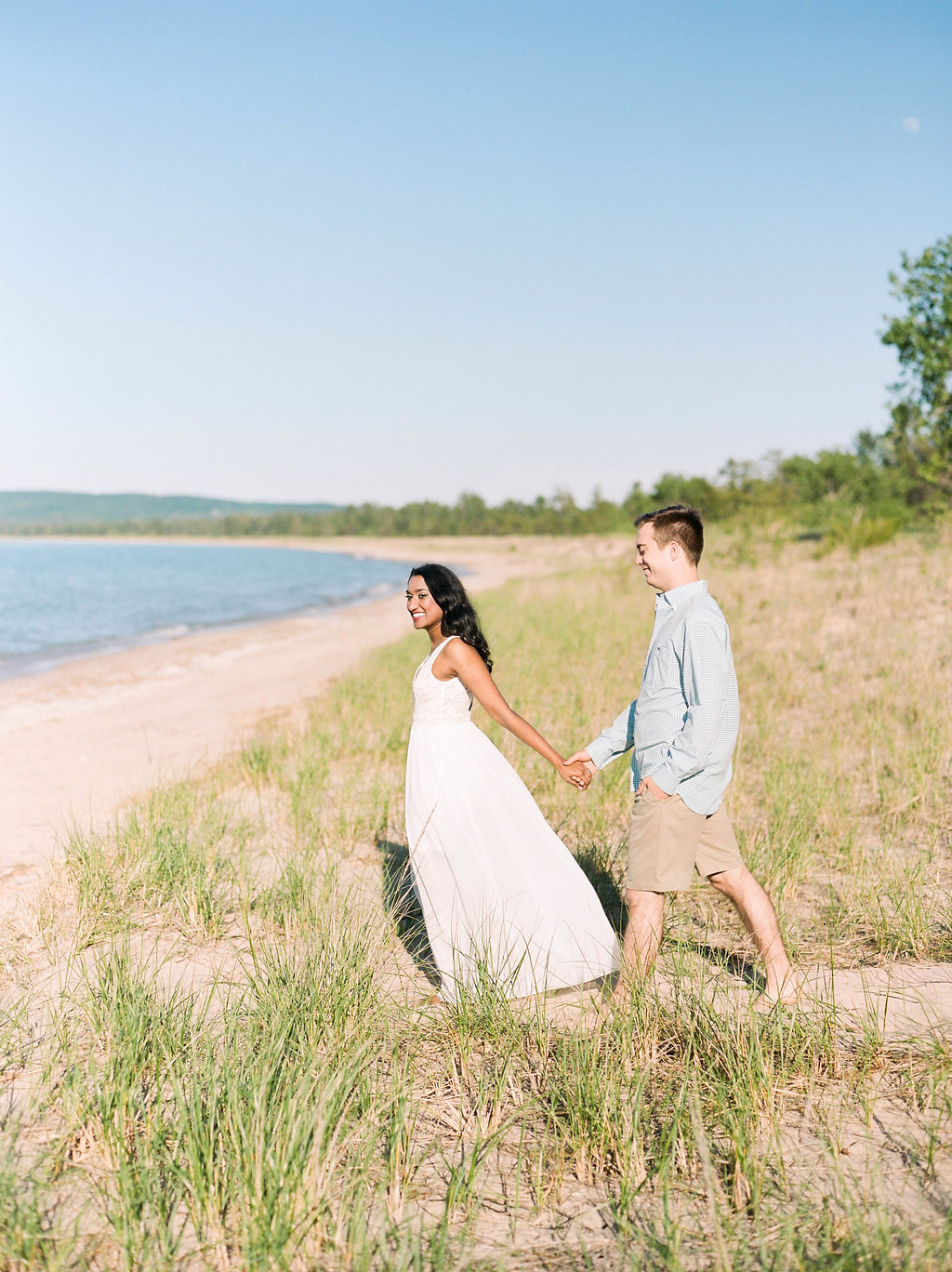 A Northern Michigan Sunset Beach Engagement Photos -- Michigan Wedding Photographer - Wedding Inspiration