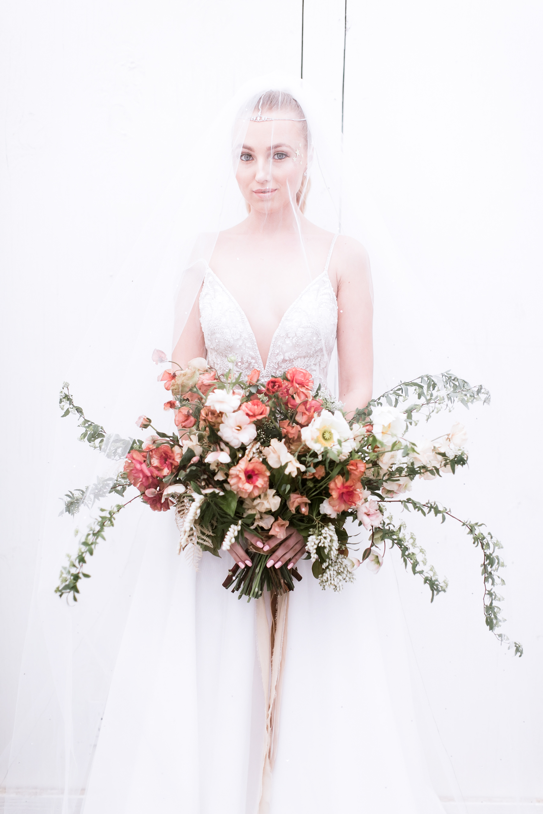 Jewel Tone Bridesmaid Dresses - Celestial Wedding Details - Watercolor Acrylic Wedding Invitations - David's Bridal