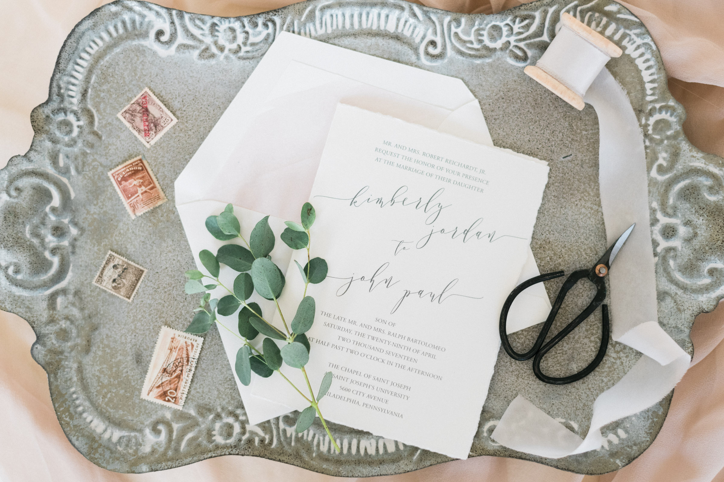 Simple Calligraphy Wedding Invitations - Pennsylvania Private Estate Wedding 