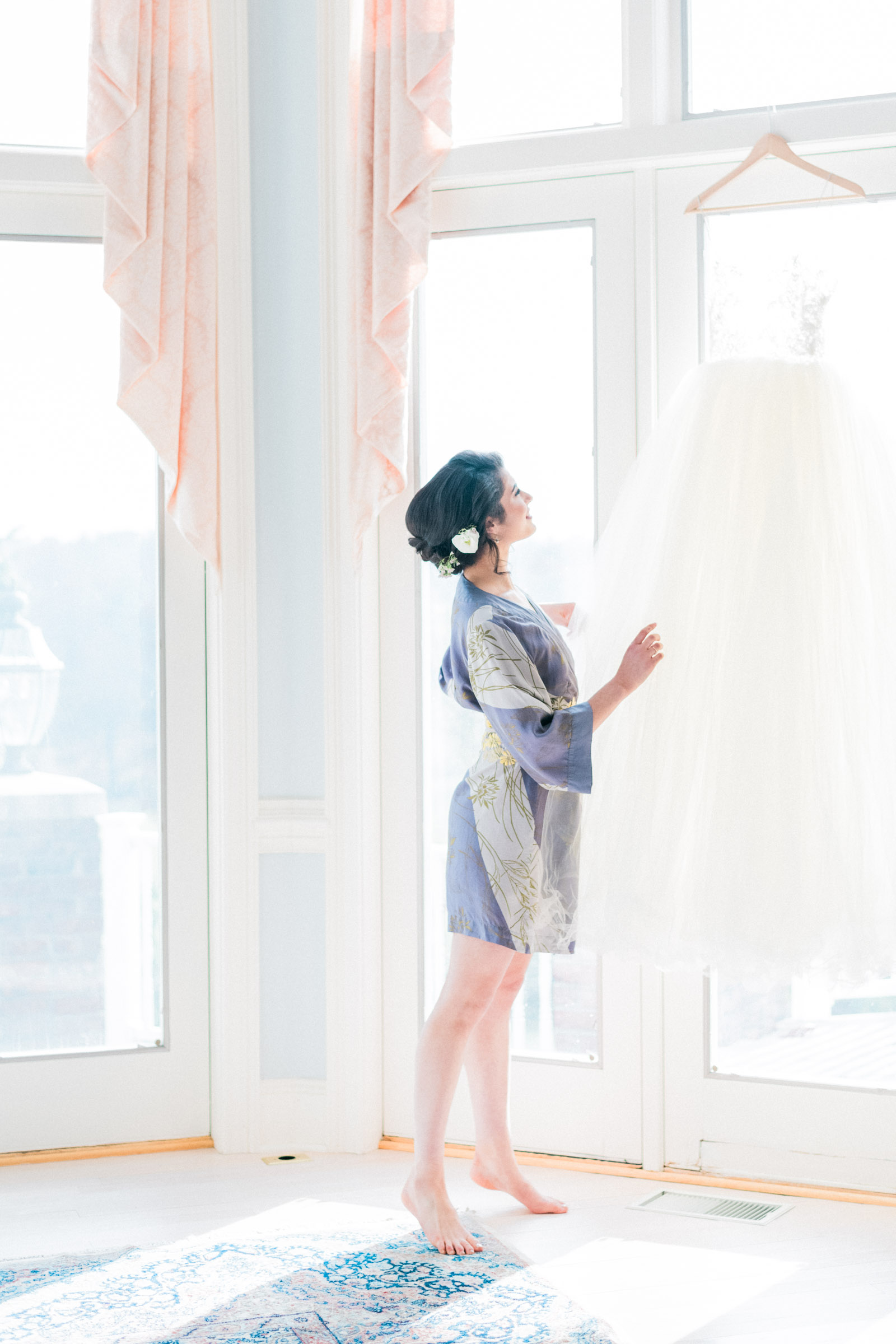 Dusty Blue Bridal Robe - Pennsylvania Private Estate Wedding