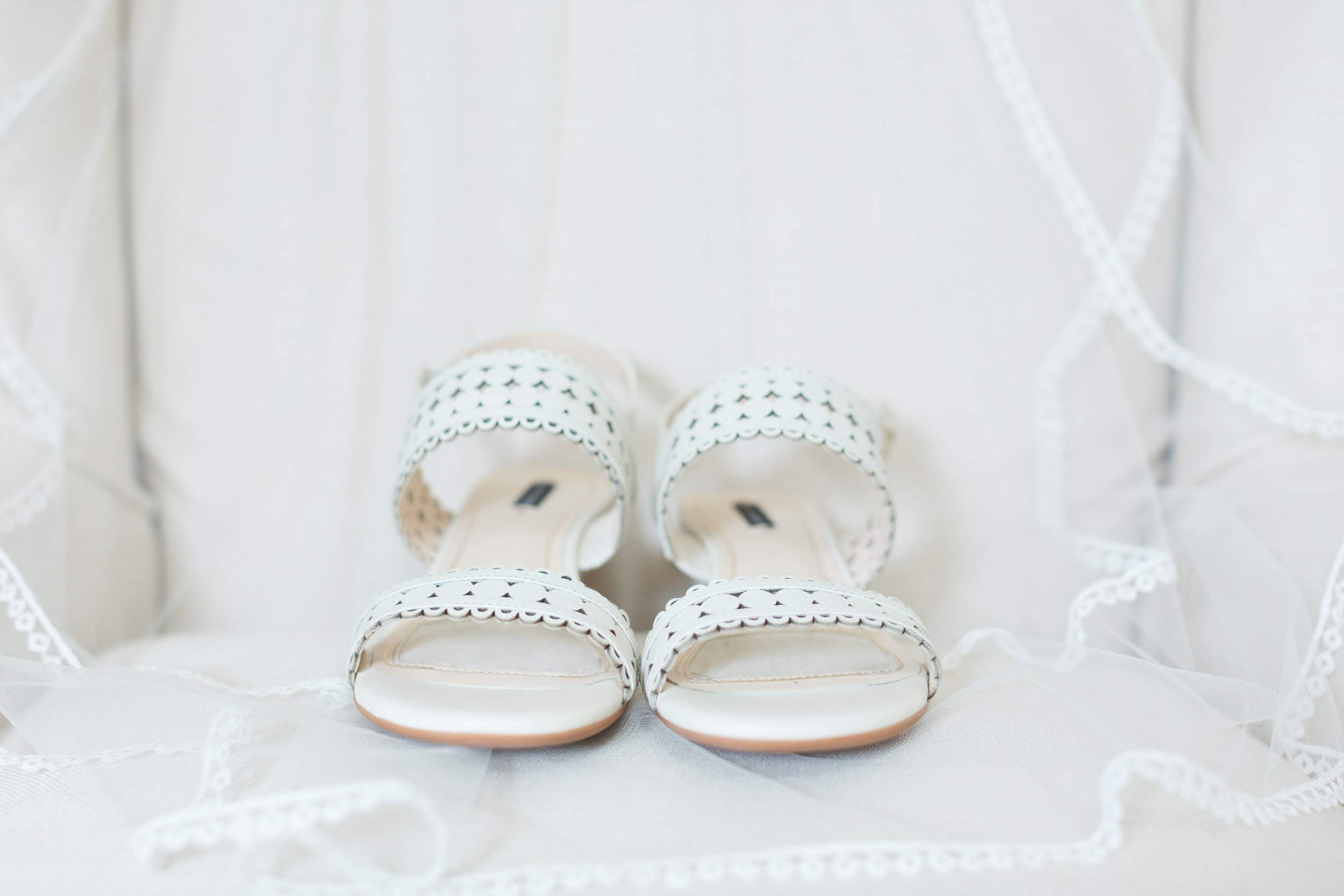 White Strappy Bridal Heels - Heritage House - Georgetown, Texas Wedding Venue