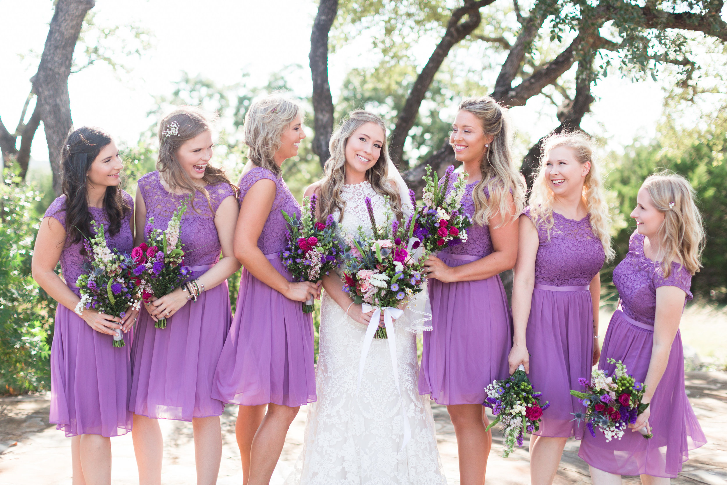 Lace Wedding Dress - Purple Bridesmaid Dresses - Heritage House Wedding - Georgetown, Texas Wedding Venue