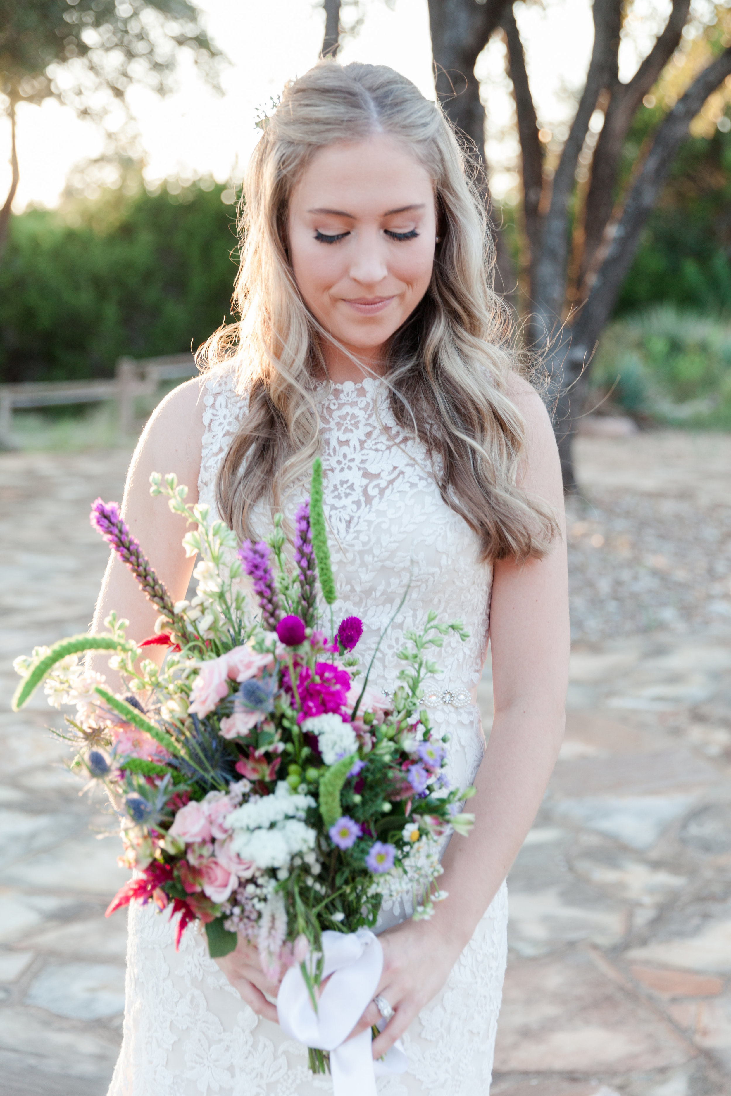 Colorful Wildflower Bridal Bouquet - Heritage House Wedding - Georgetown, Texas Wedding Venue