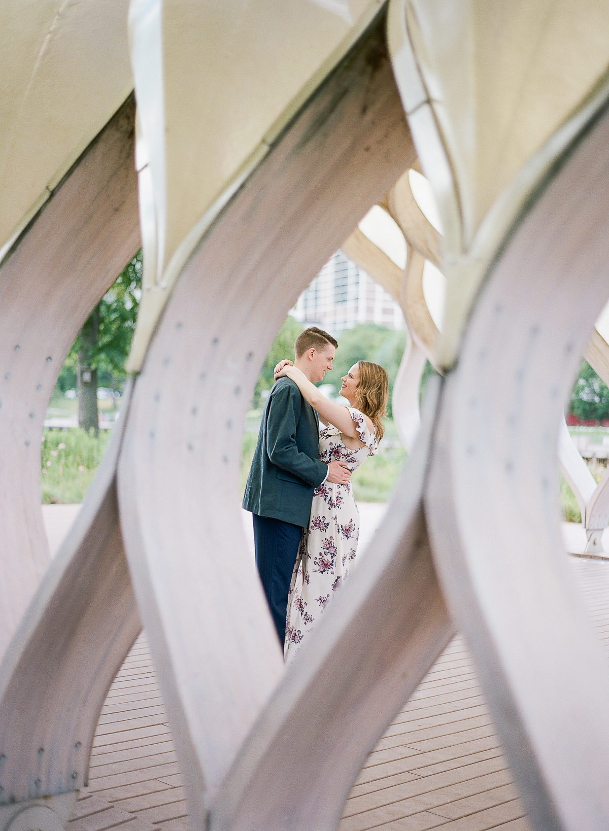 Gold Pear Halo Engagement Ring - Chicago Engagement Photos - Chicago Wedding Photographer