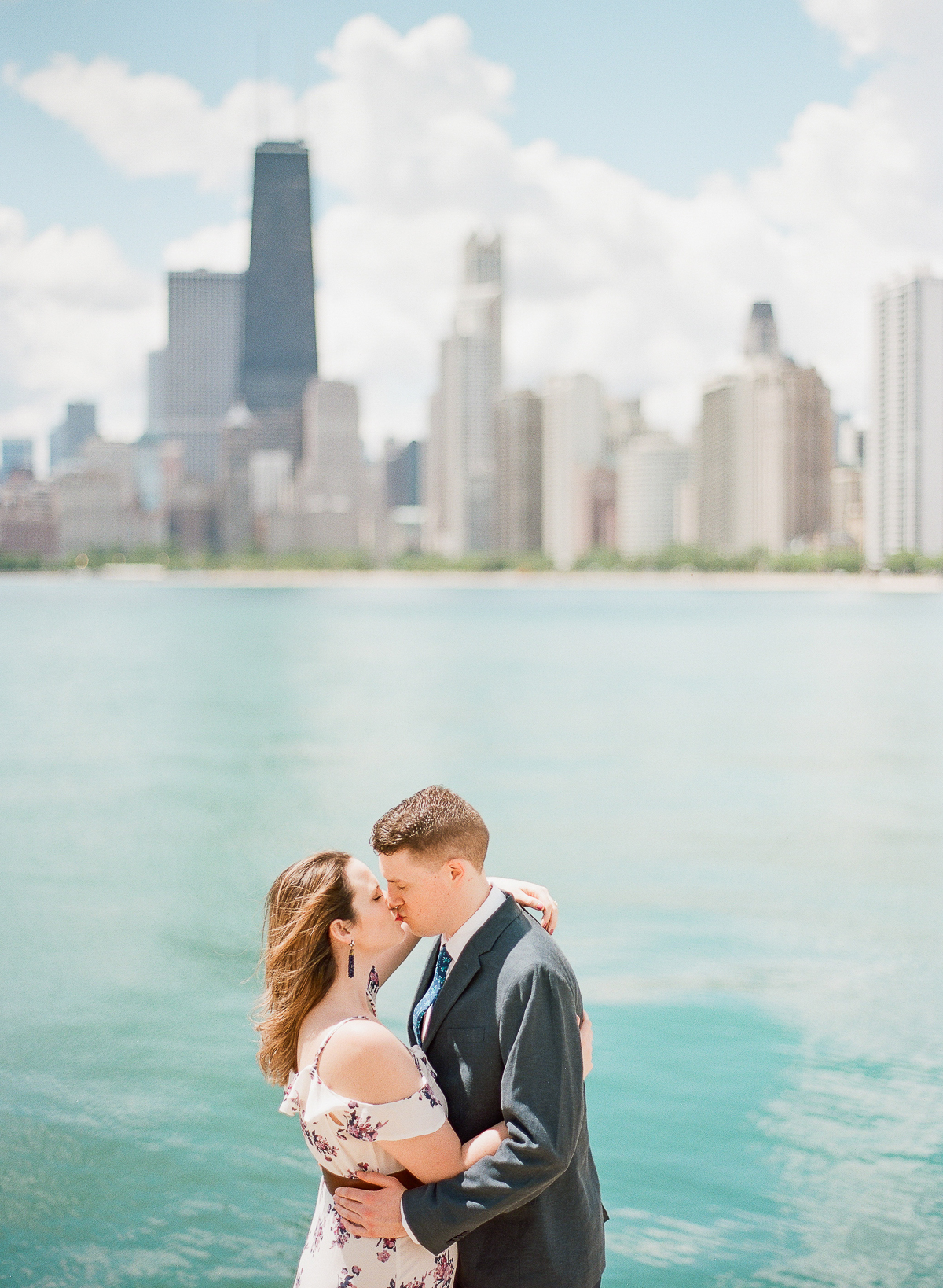 Gold Pear Halo Engagement Ring - Chicago Engagement Photos - Chicago Wedding Photographer