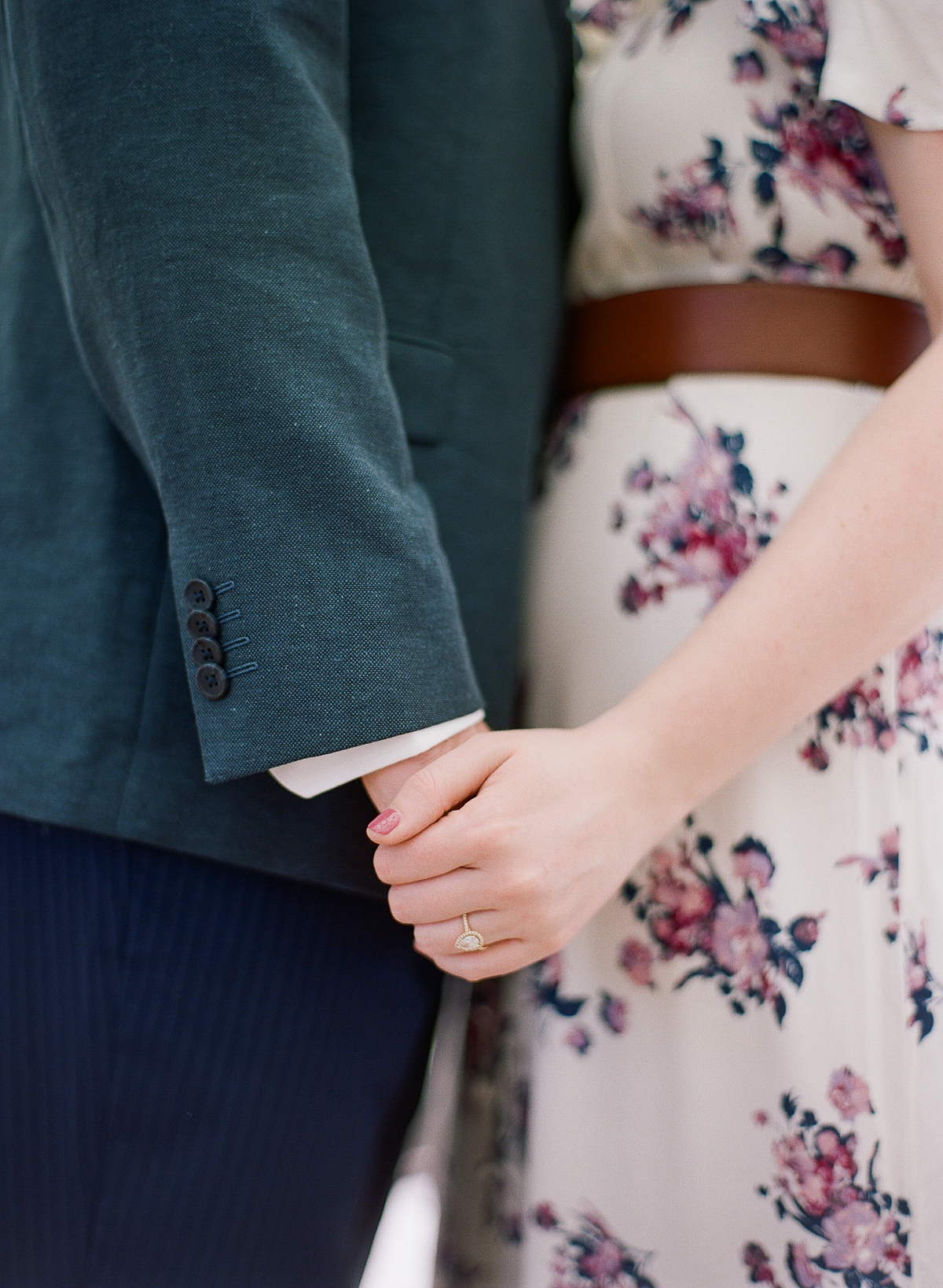 Gold Pear Halo Engagement Ring - Chicago Engagement Photos - Chicago Wedding Photographer