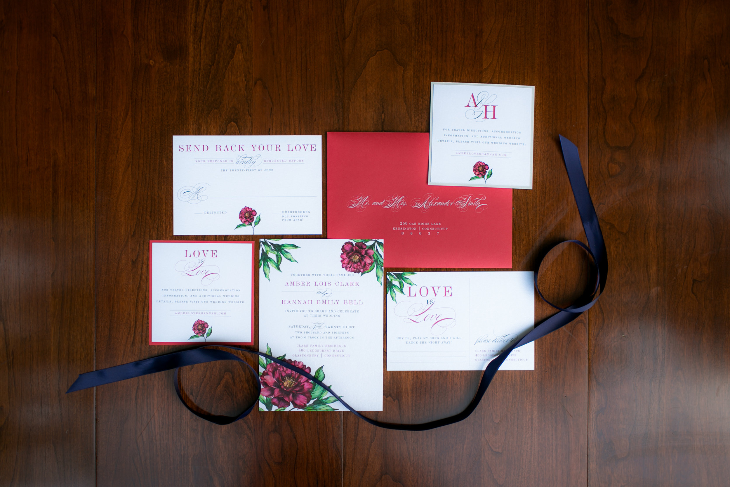 Red Wedding Invitations - Colchester, Connecticut Wedding Photographer