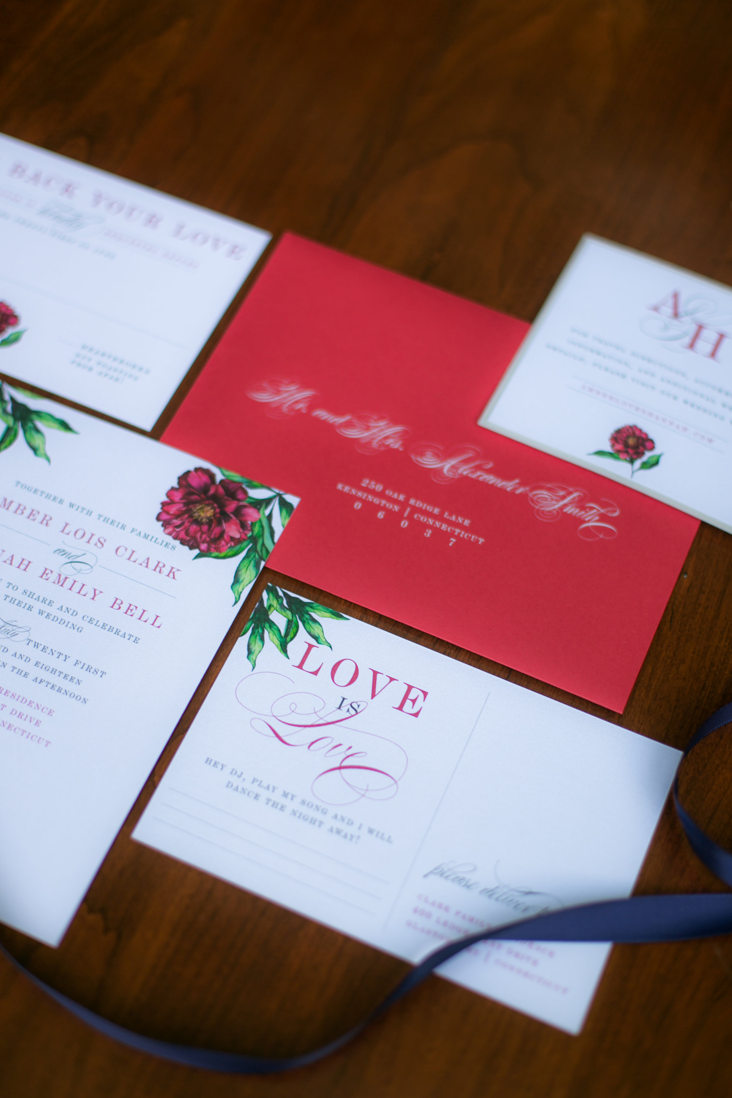 Red Wedding Invitations - Colchester, Connecticut Wedding Photographer