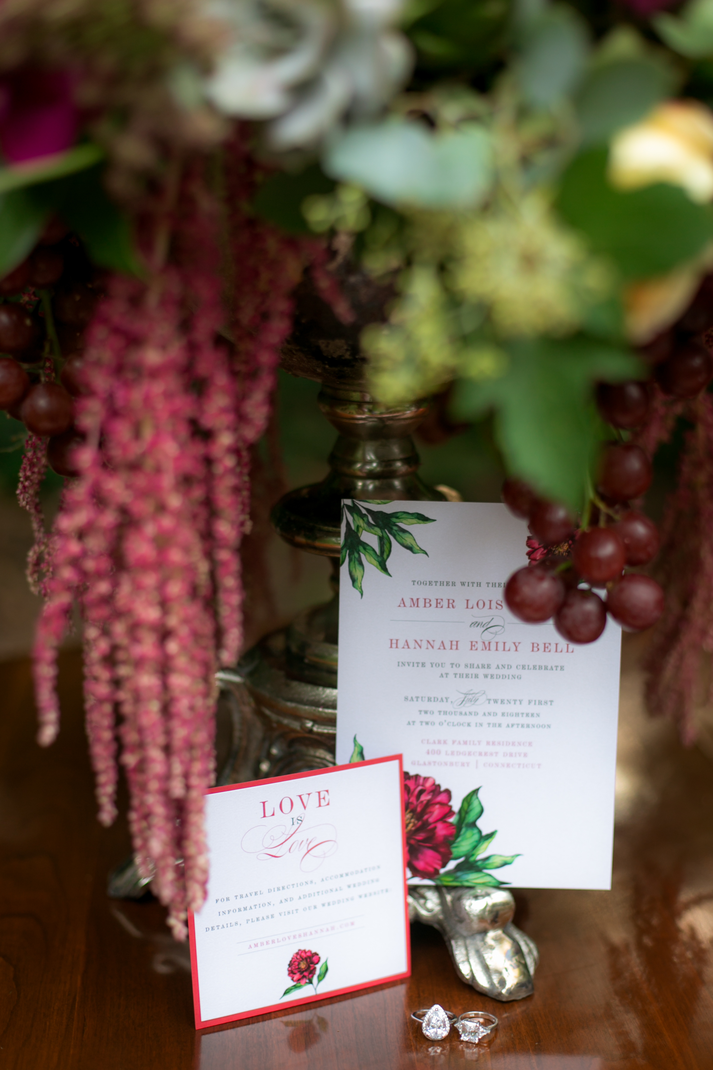 Red Floral Wedding Invitations - Colchester, Connecticut Wedding Photographer