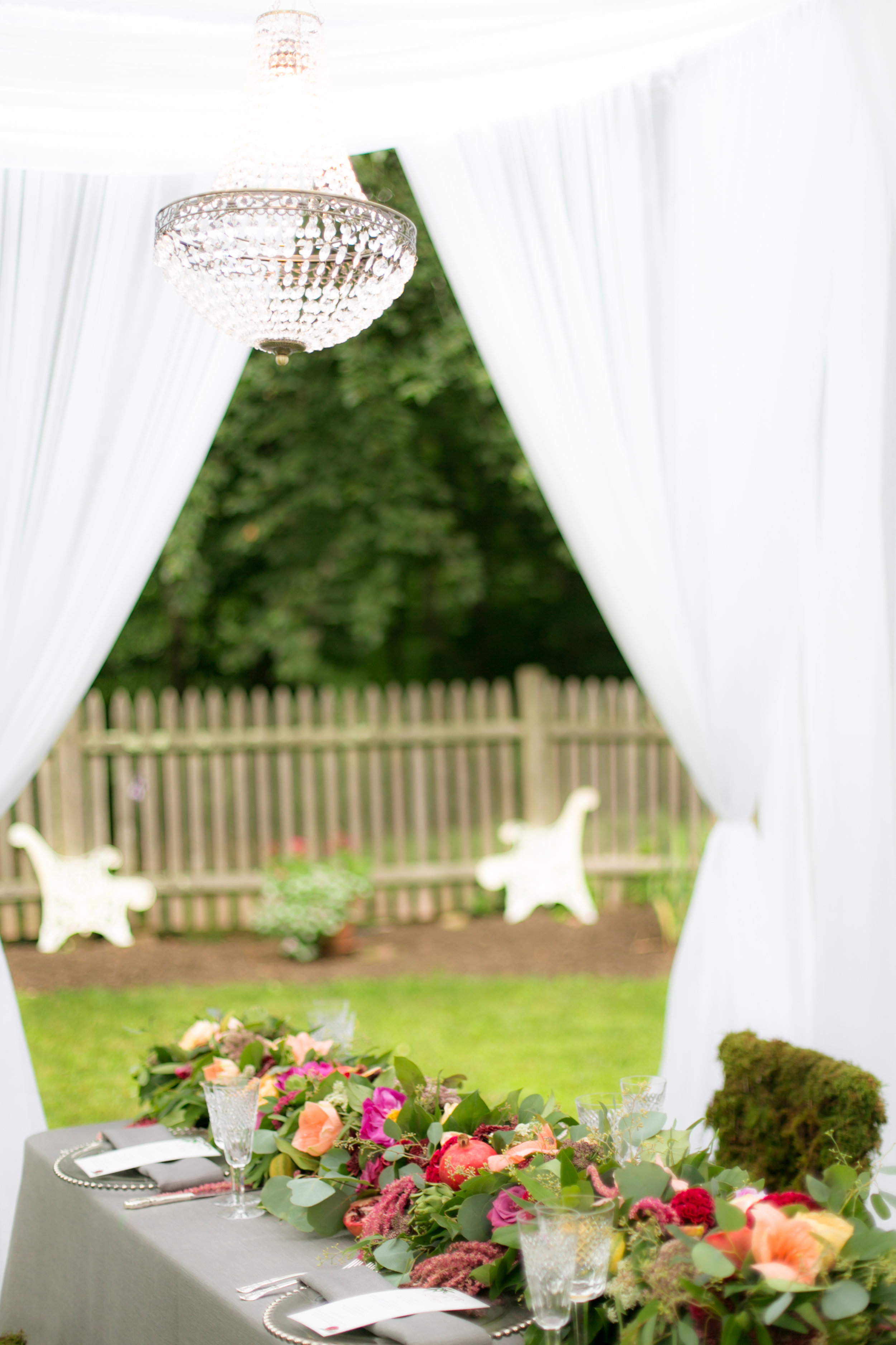 Flower Wedding Table Runner - Colchester, Connecticut Wedding Photographer