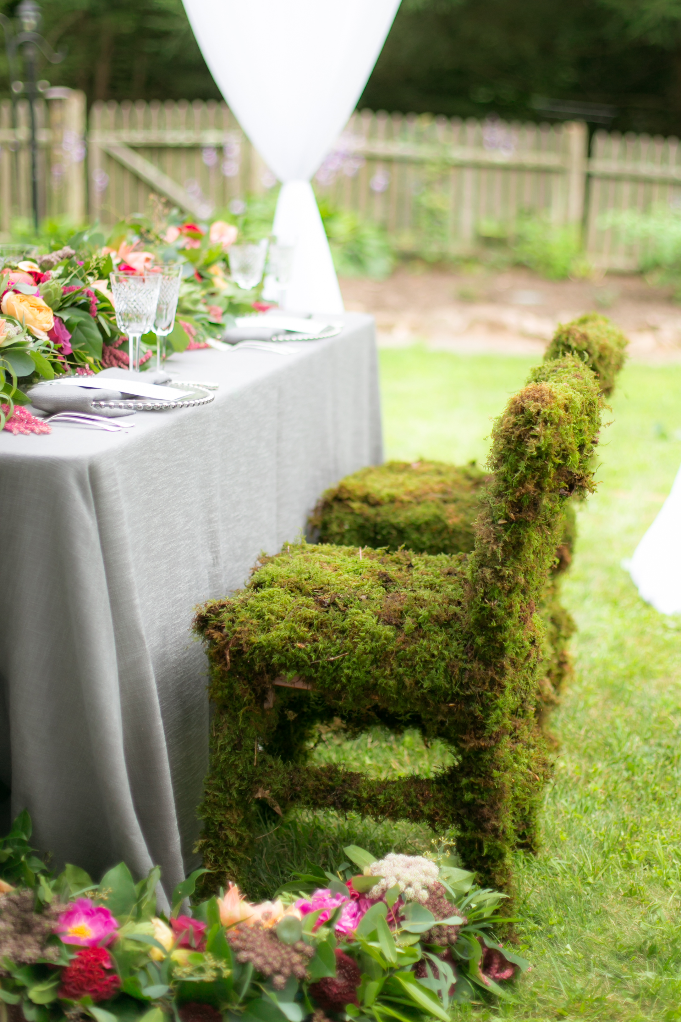 Grass-Moss Covered Wedding Chairs - Colchester, Connecticut Wedding Photographer