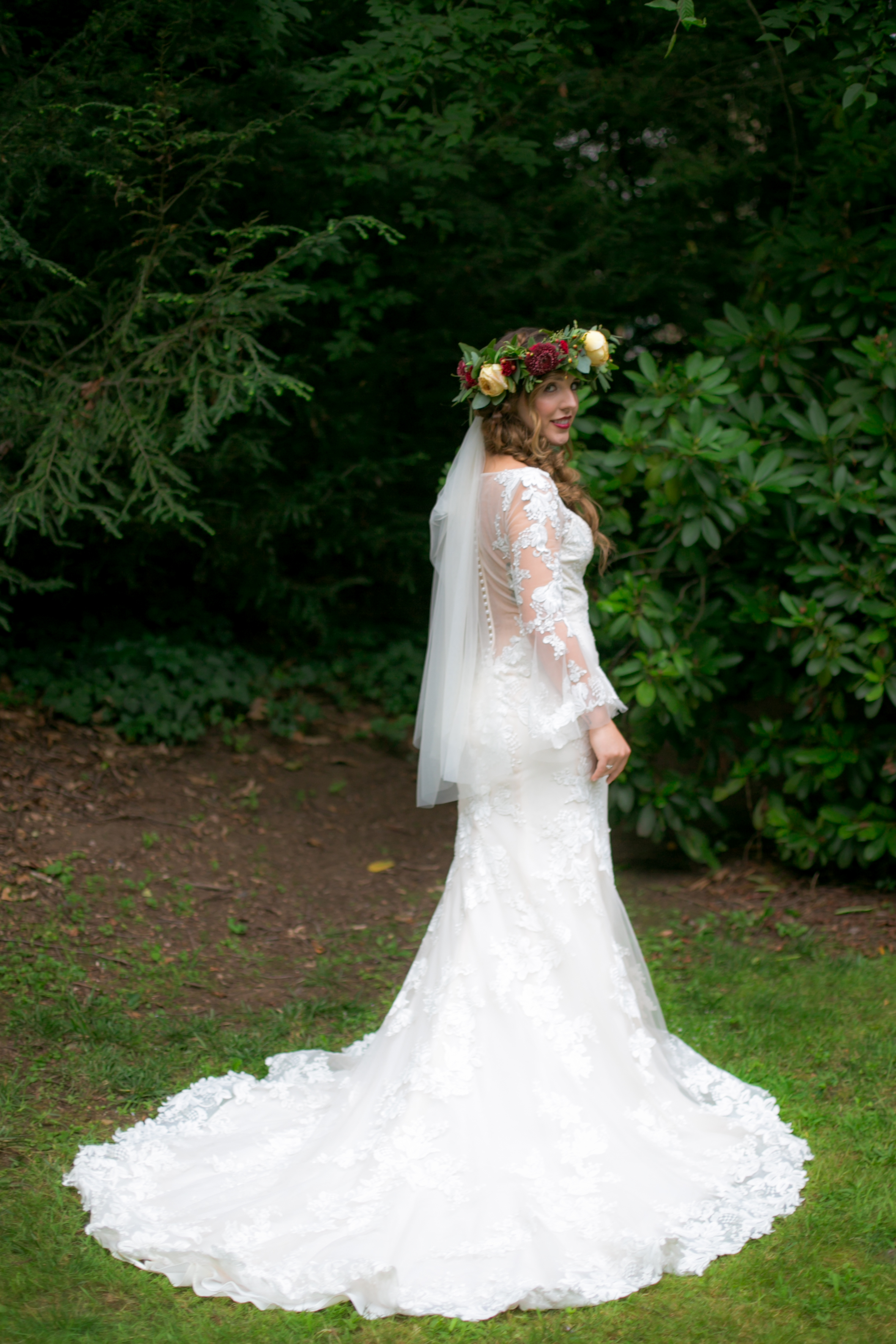 Lace Long Sleeve Boho Wedding Dress - Colchester, Connecticut Wedding Photographer
