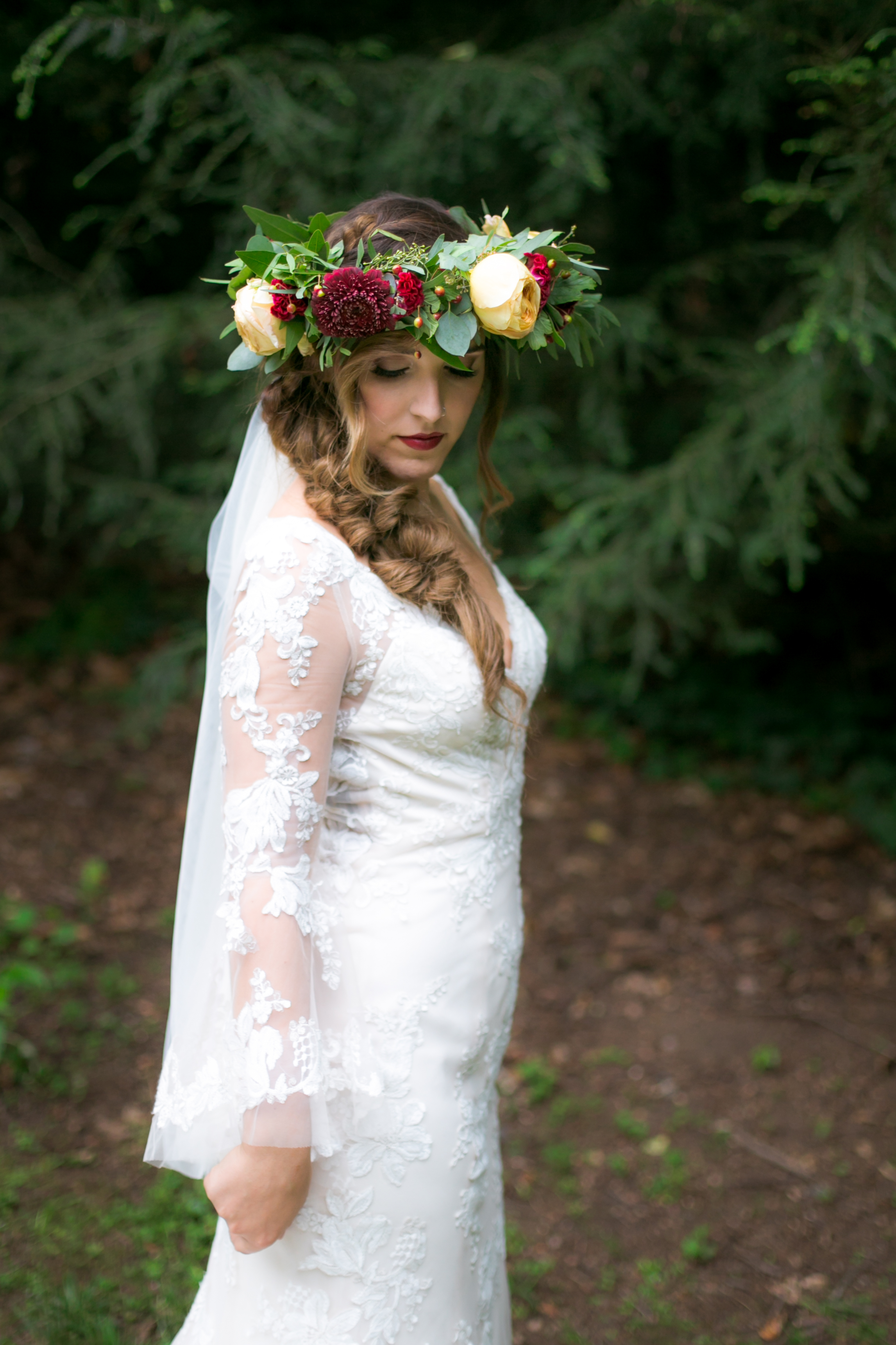 Lace Long Sleeve Boho Wedding Dress - Colchester, Connecticut Wedding Photographer