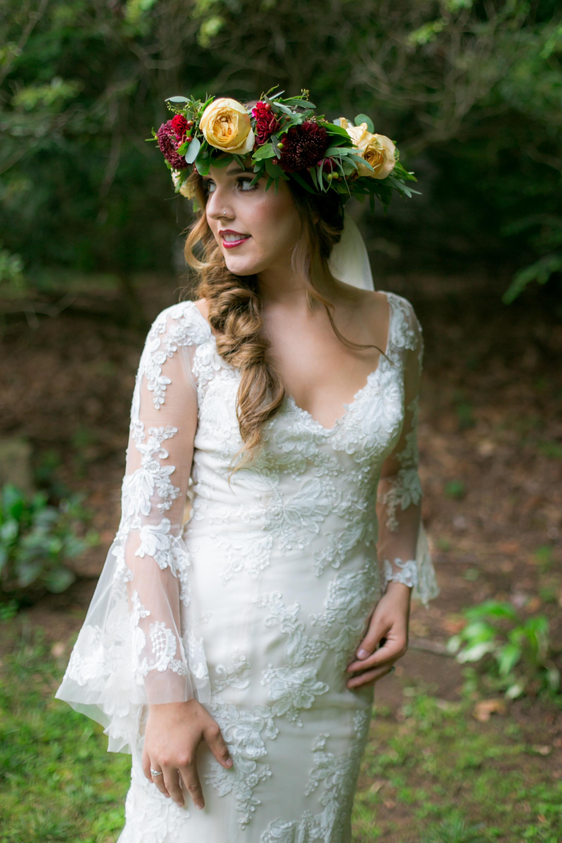 Lace Long Sleeve Boho Wedding Dress - Colchester, Connecticut Wedding Photographer