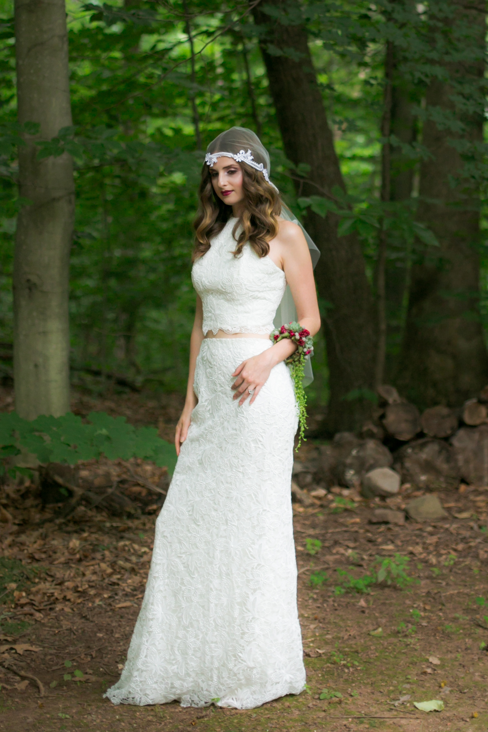 Bridal Separates - 2 Piece Lace Wedding Dress - Colchester, Connecticut Wedding Photographer