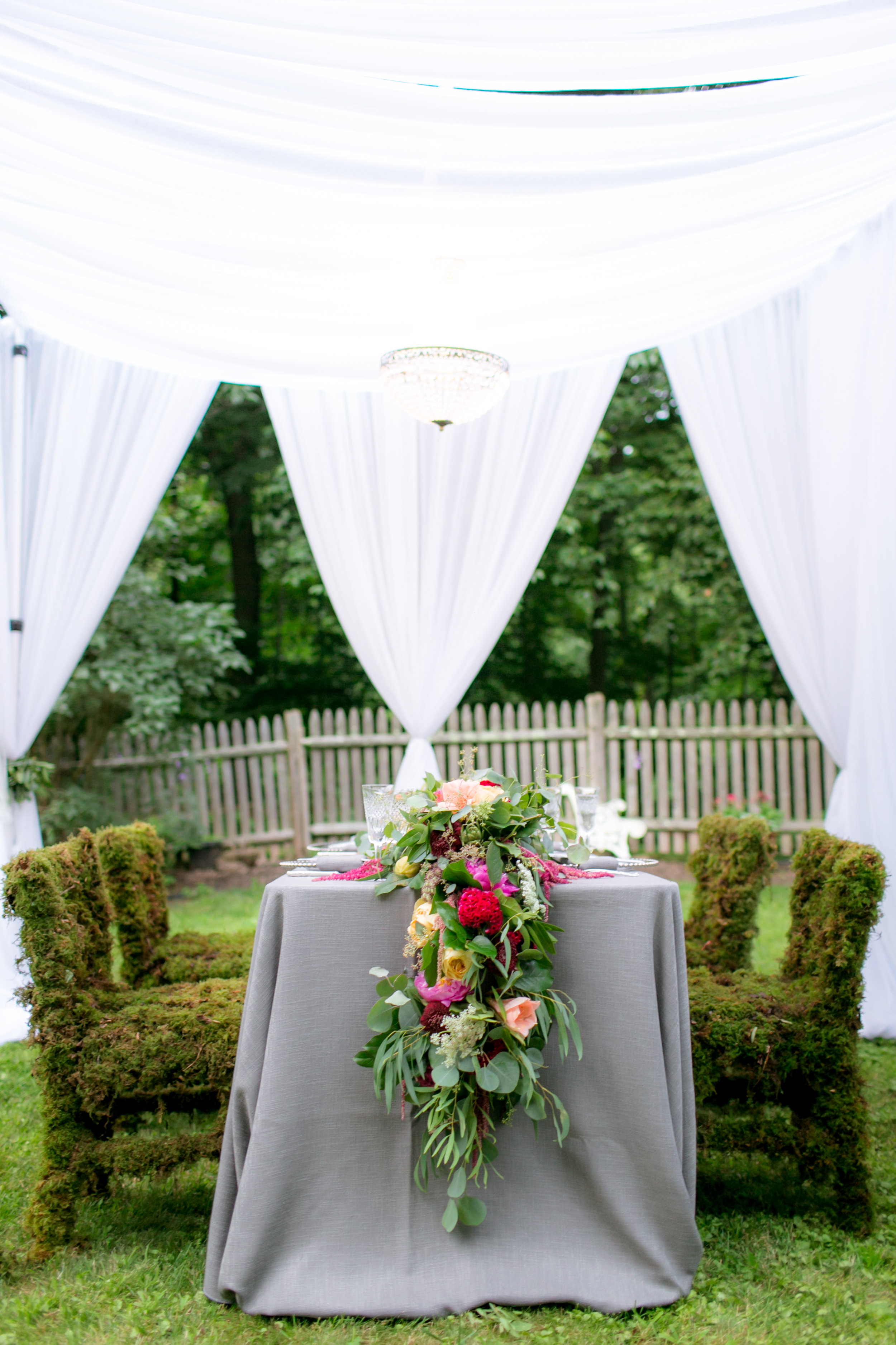 Floral Wedding Table Runners - Colchester, Connecticut Wedding Photographer