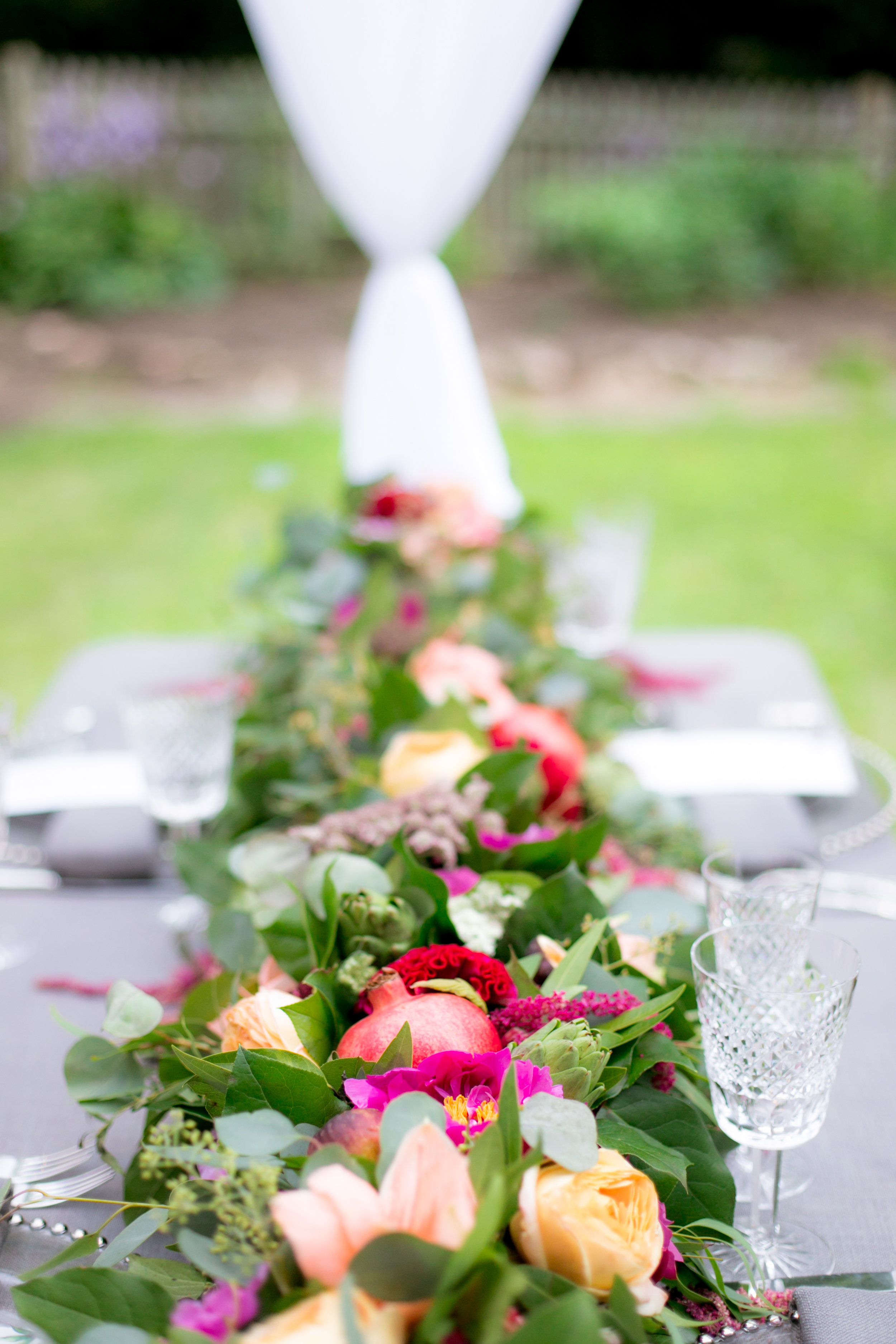 Floral Wedding Table Runners - Colchester, Connecticut Wedding Photographer