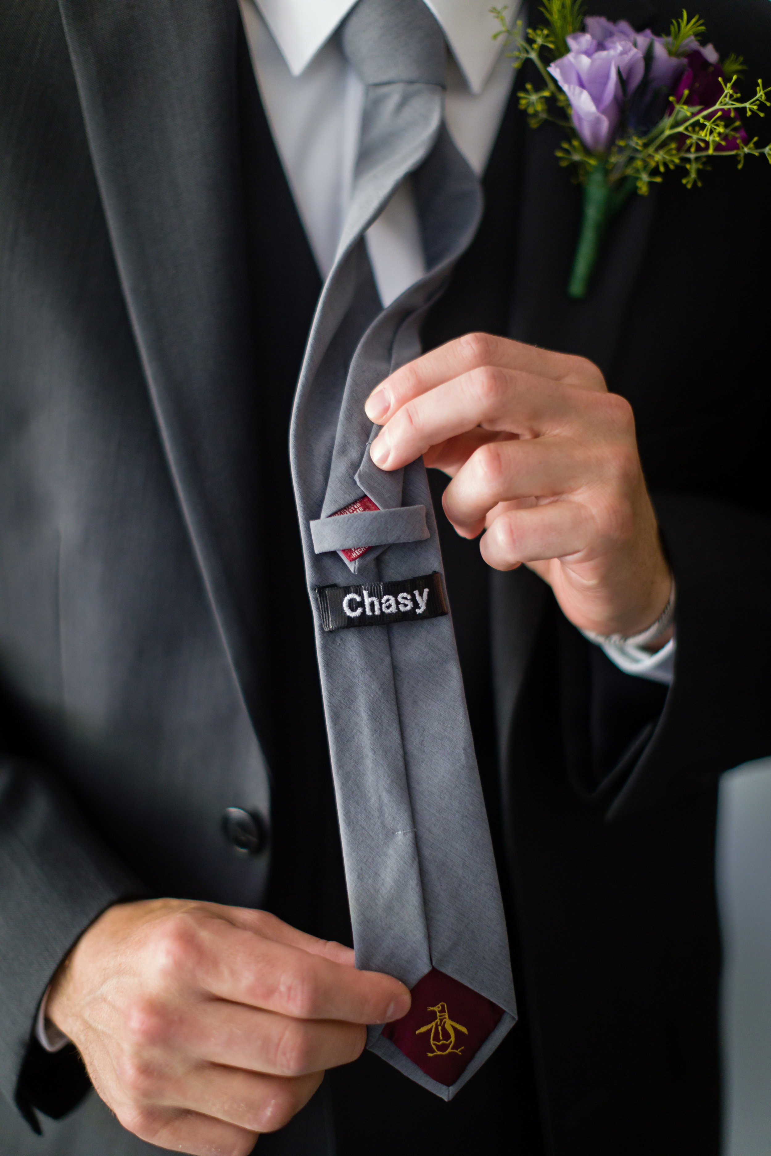 Charcoal Grey Groom Tie - Pittsburgh Wedding Venue - Duquesne University Wedding