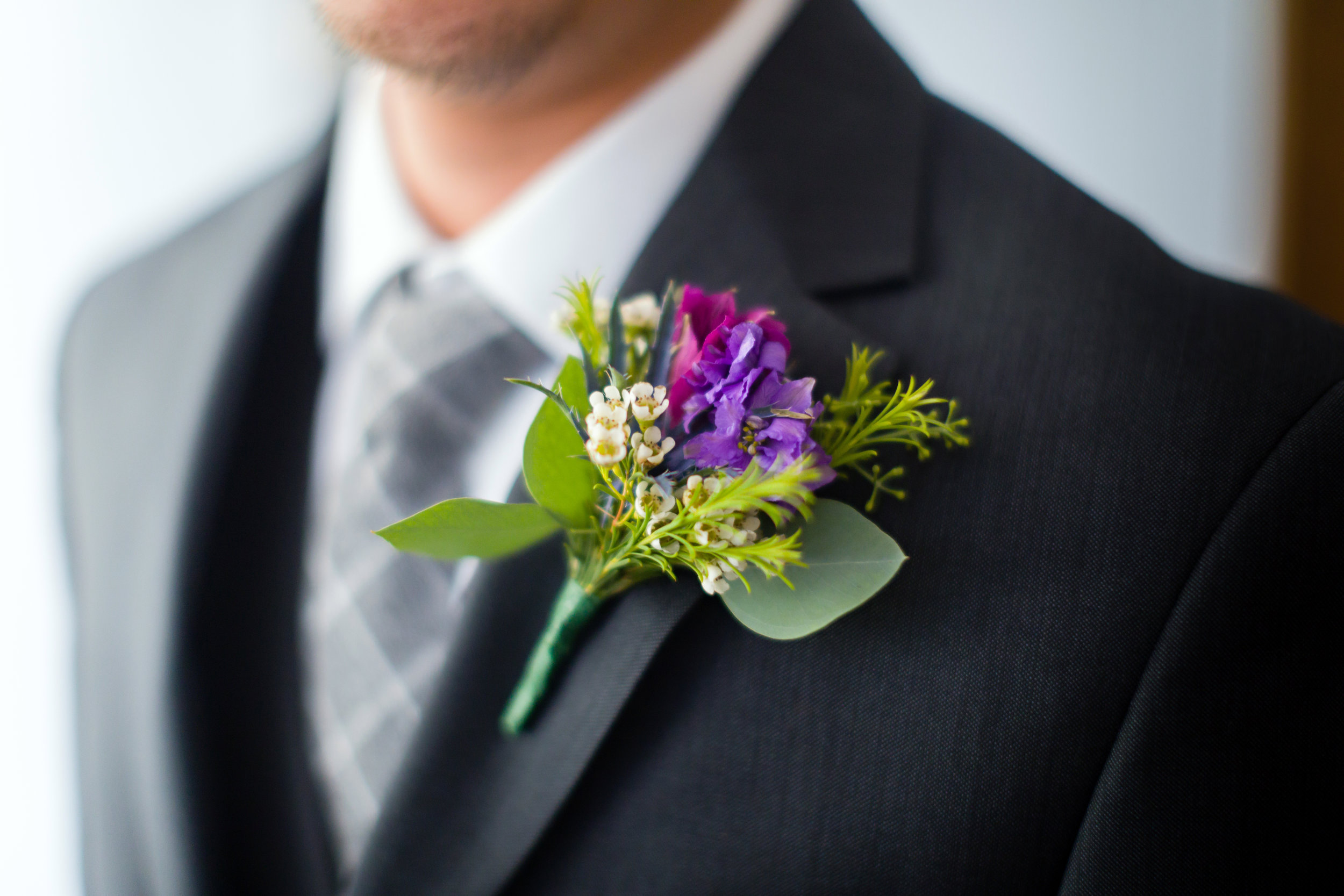 Purple Boutonniere - Pittsburgh Wedding Venue - Duquesne University Wedding