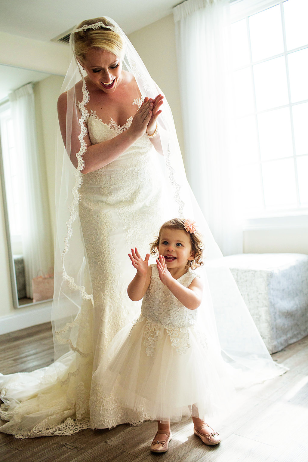 Cathedral Lace Rimmed Bridal Veil - Rhode Island Wedding Venue - Belle Mer Wedding