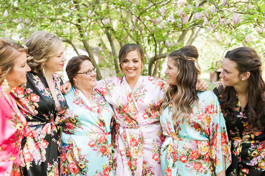 Floral Bridesmaid Robes - Iowa Farm Wedding - Private Estate Weddings