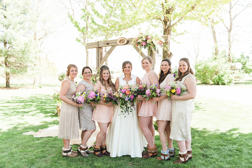 Blush Bridesmaid Dresses - Iowa Farm Wedding - Private Estate Weddings