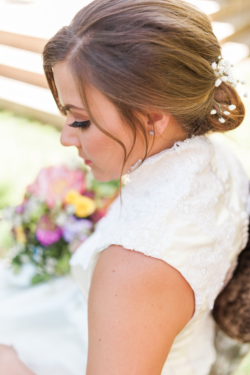 Bridal Bun Hairstyles - Iowa Farm Wedding - Private Estate Weddings