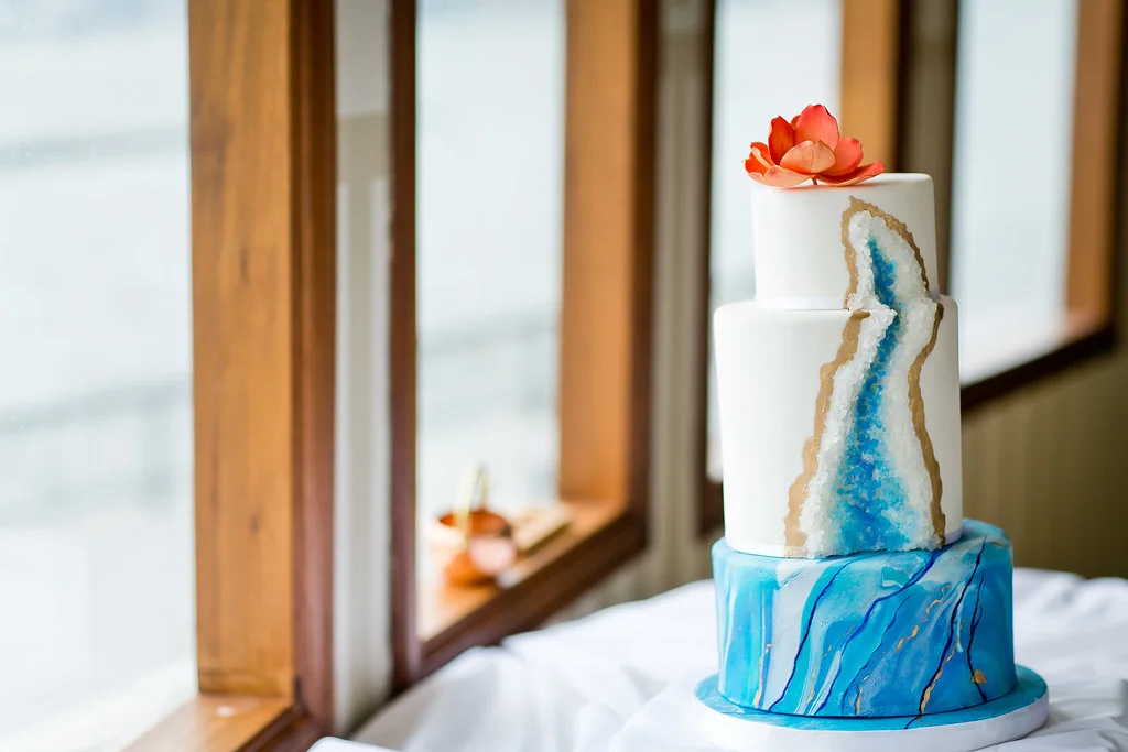 Gemstone Unique Blue Wedding Cake - Yacht Wedding Venues