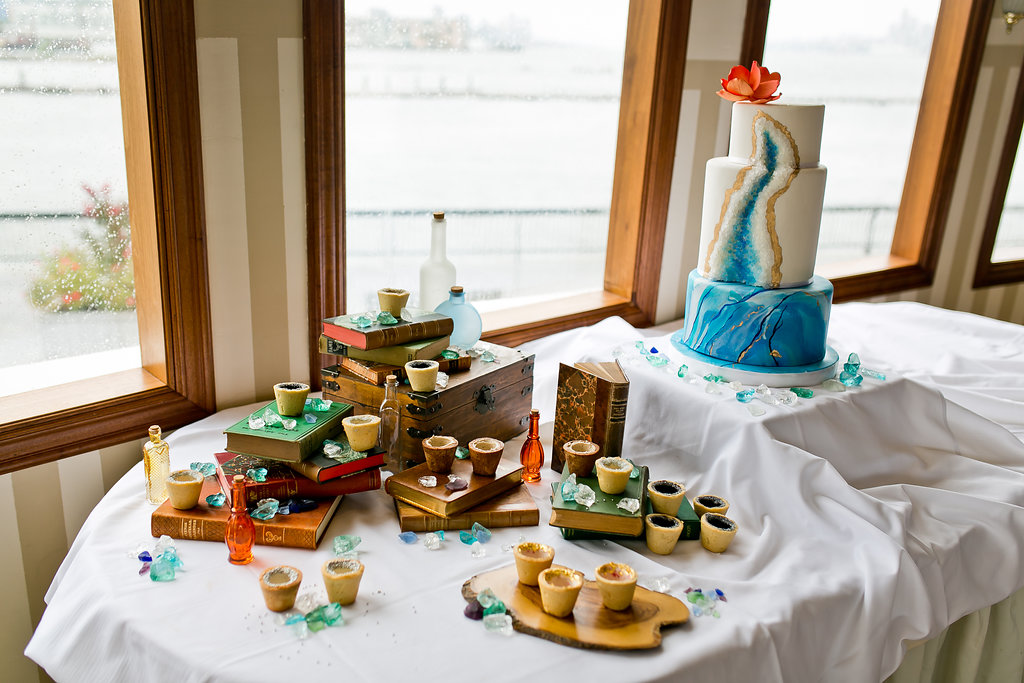 Gemstone Unique Blue Wedding Cake - Yacht Wedding Venues