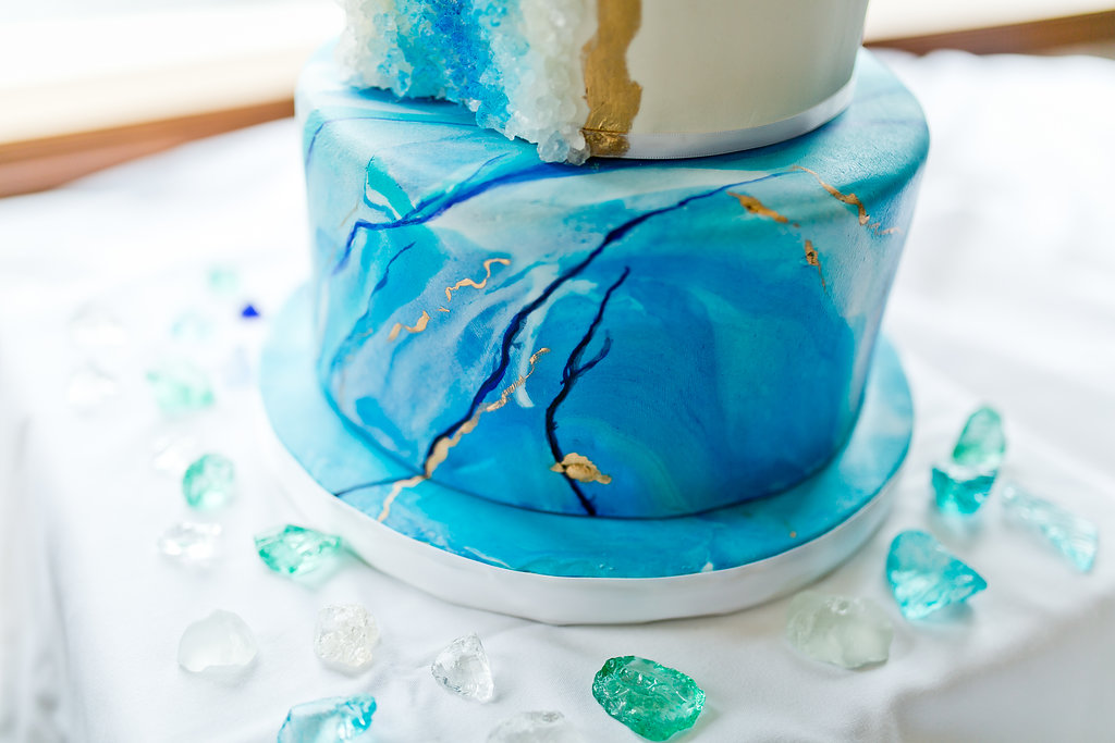 Gemstone Unique Blue Wedding Cake - Yacht Wedding Venues