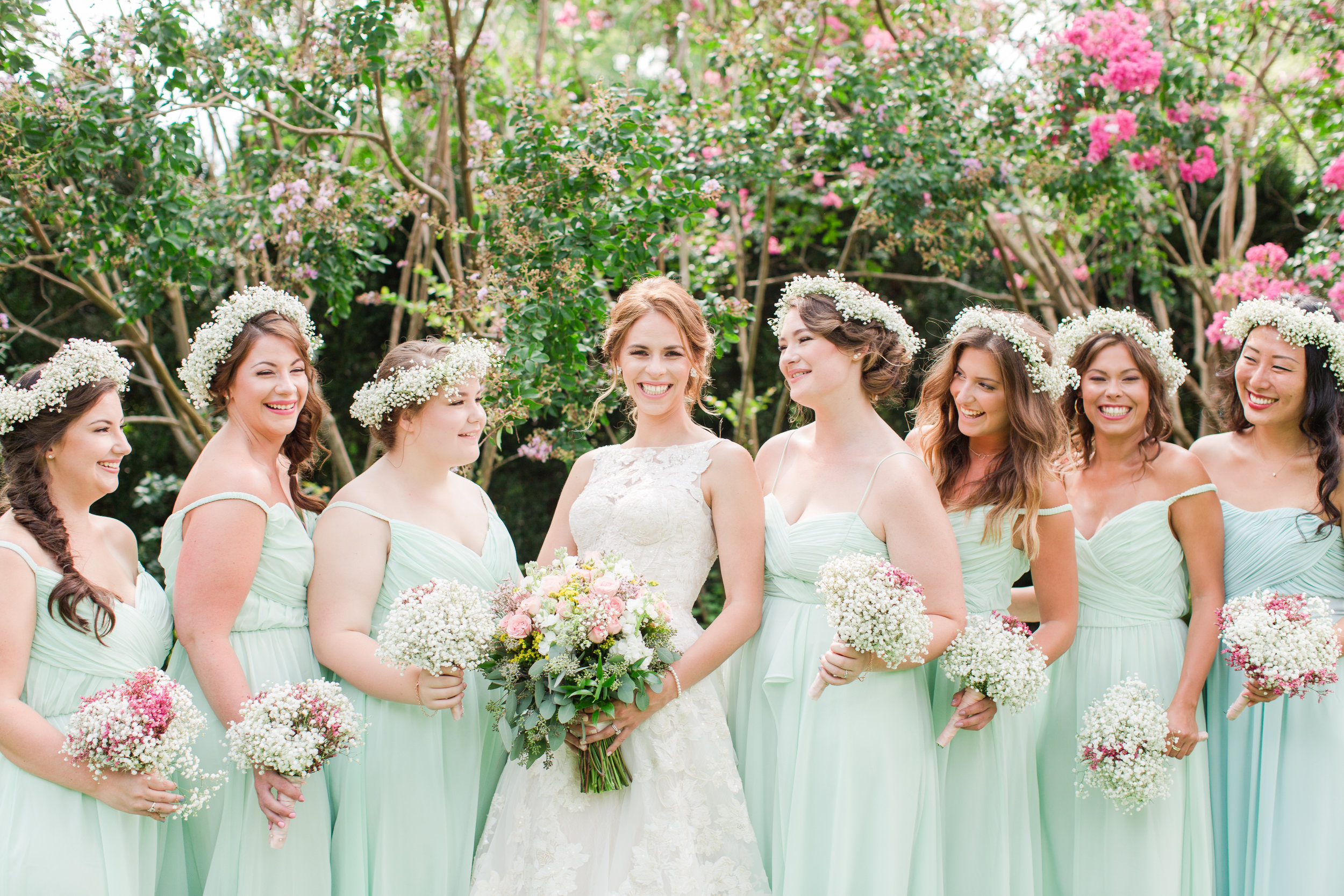 White Bridesmaid Flower Crowns - West Virginia Wedding Photographer - Wedding Venue