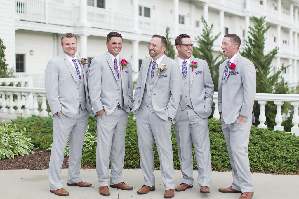 Grey Groomsman Suit Rental - Sheboygan Town & Country Golf Club Wedding - Wisconsin Wedding