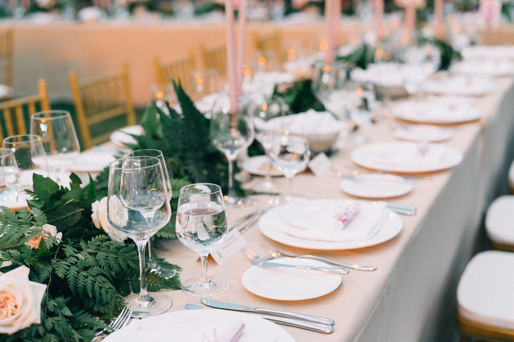 Gorgeous Long Table Wedding Tablescapes - An Intimate Ritz Carlton Dubai Wedding