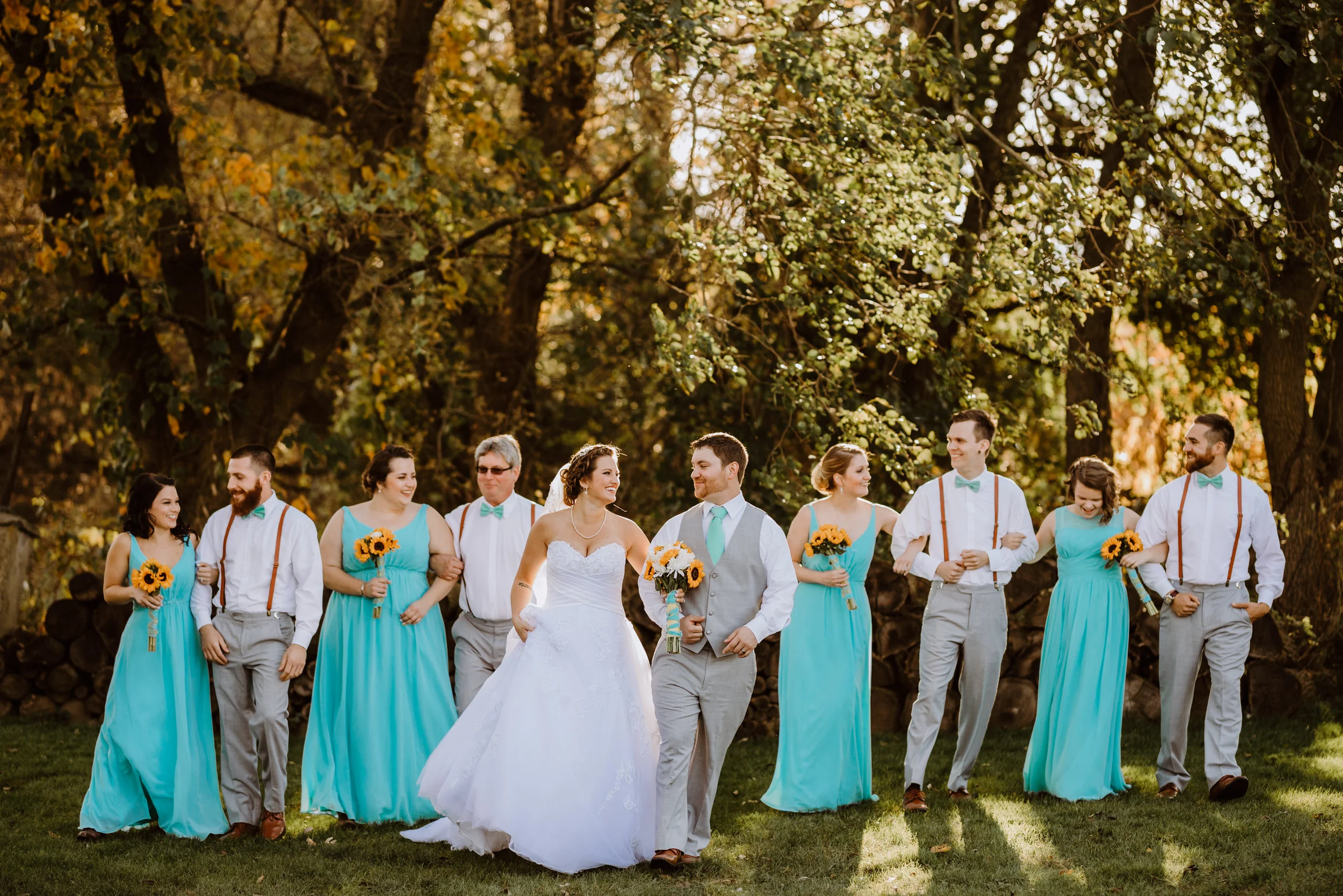 Teal Bridesmaid Dresses - A Pennsylvania Barn Swallow Farm Wedding