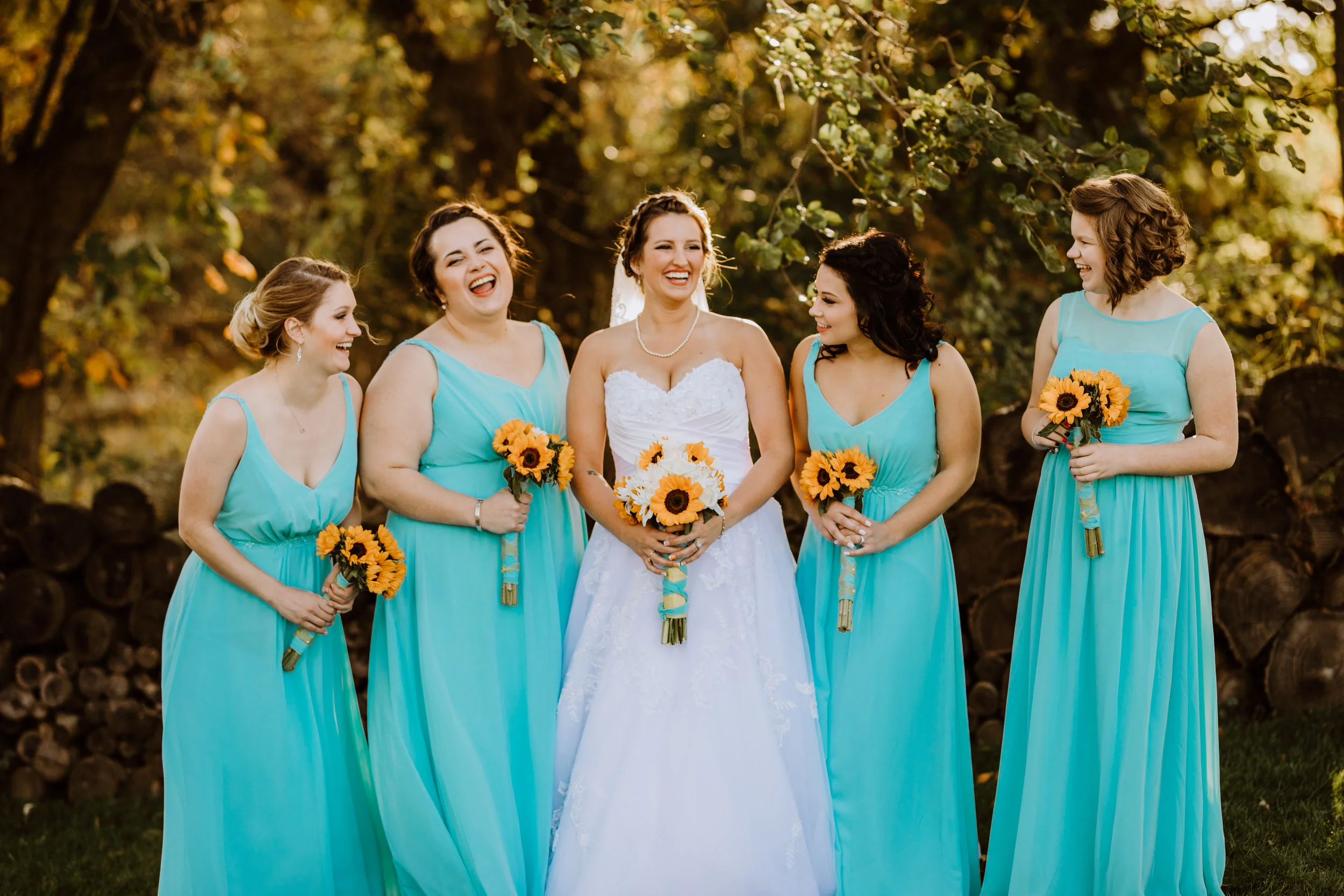 Teal Bridesmaid Dresses - A Pennsylvania Barn Swallow Farm Wedding