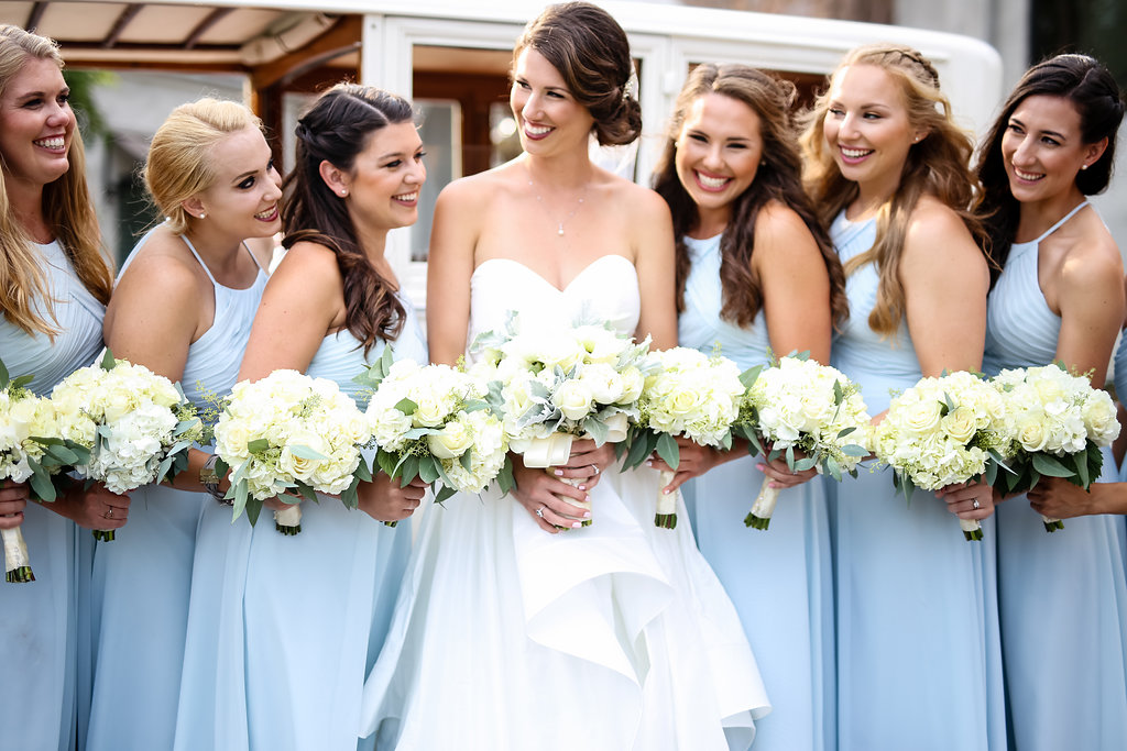 Light Blue Bridesmaid Dresses - Gorgeous Seal Beach Wedding Venue - Old Country Club Wedding