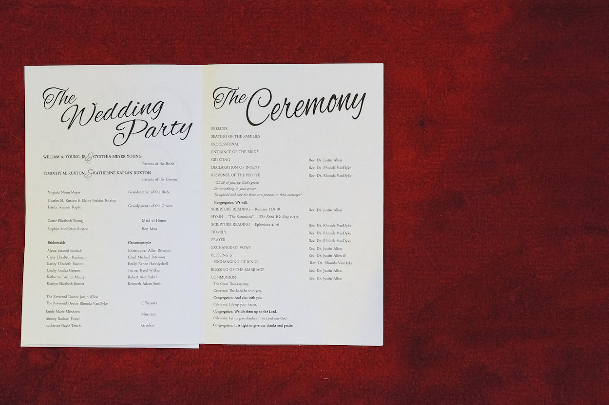 Simple Wedding Programs - Science Museum of Virginia Wedding