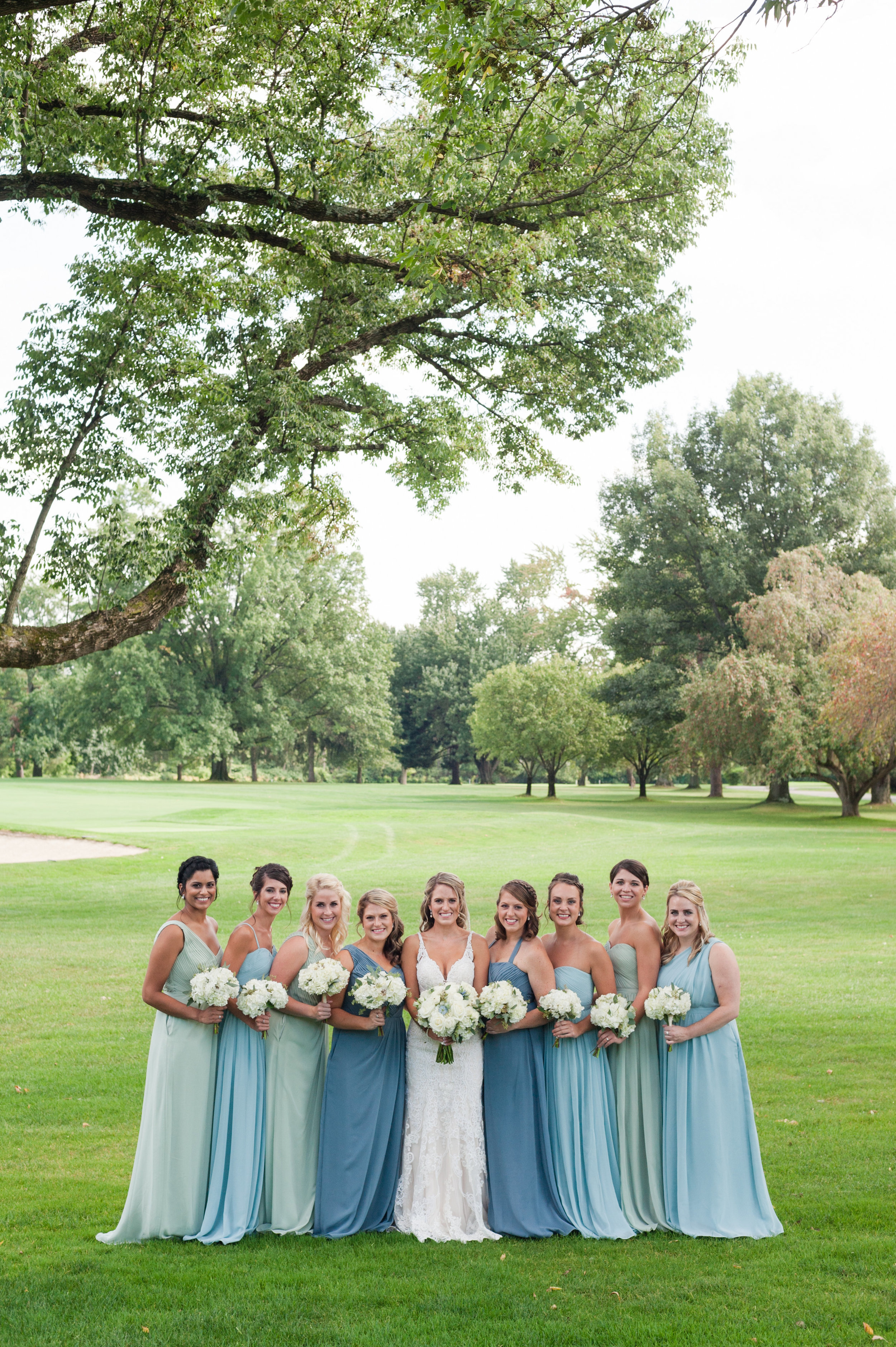Teal and Blue Bridesmaid Dresses